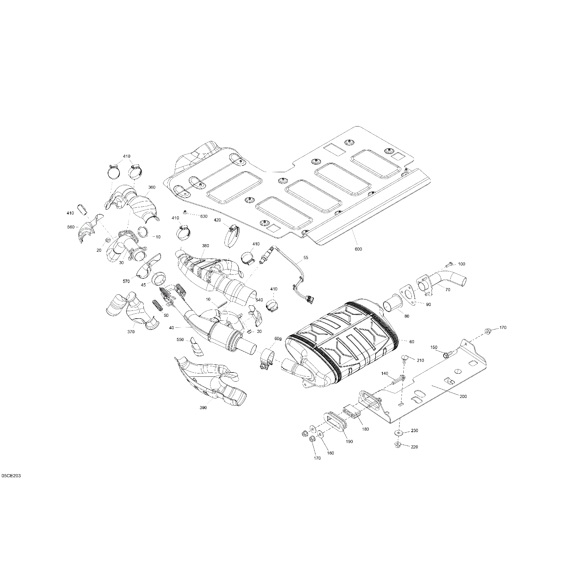 An Image of a Genuine Can-Am Parts Schematic Diagram showing the schematic - ENGINE - EXHAUST