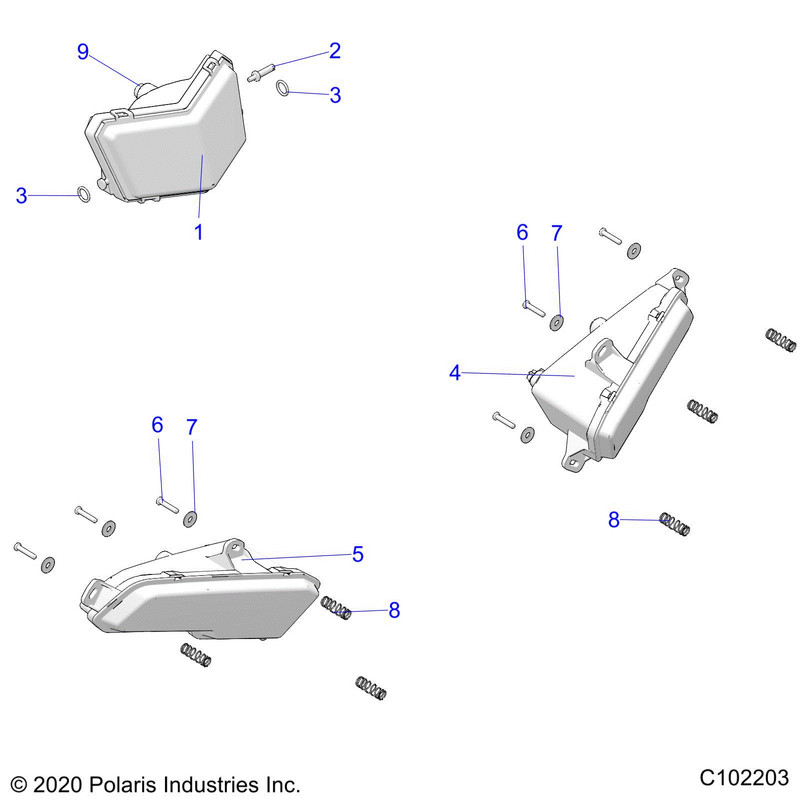 An Image of a Genuine Polaris Parts Schematic Diagram showing the schematic - ELECTRICAL: HEADLIGHTS - 2025 POLARIS SPORTSMAN 570 6X6 EPS 49S