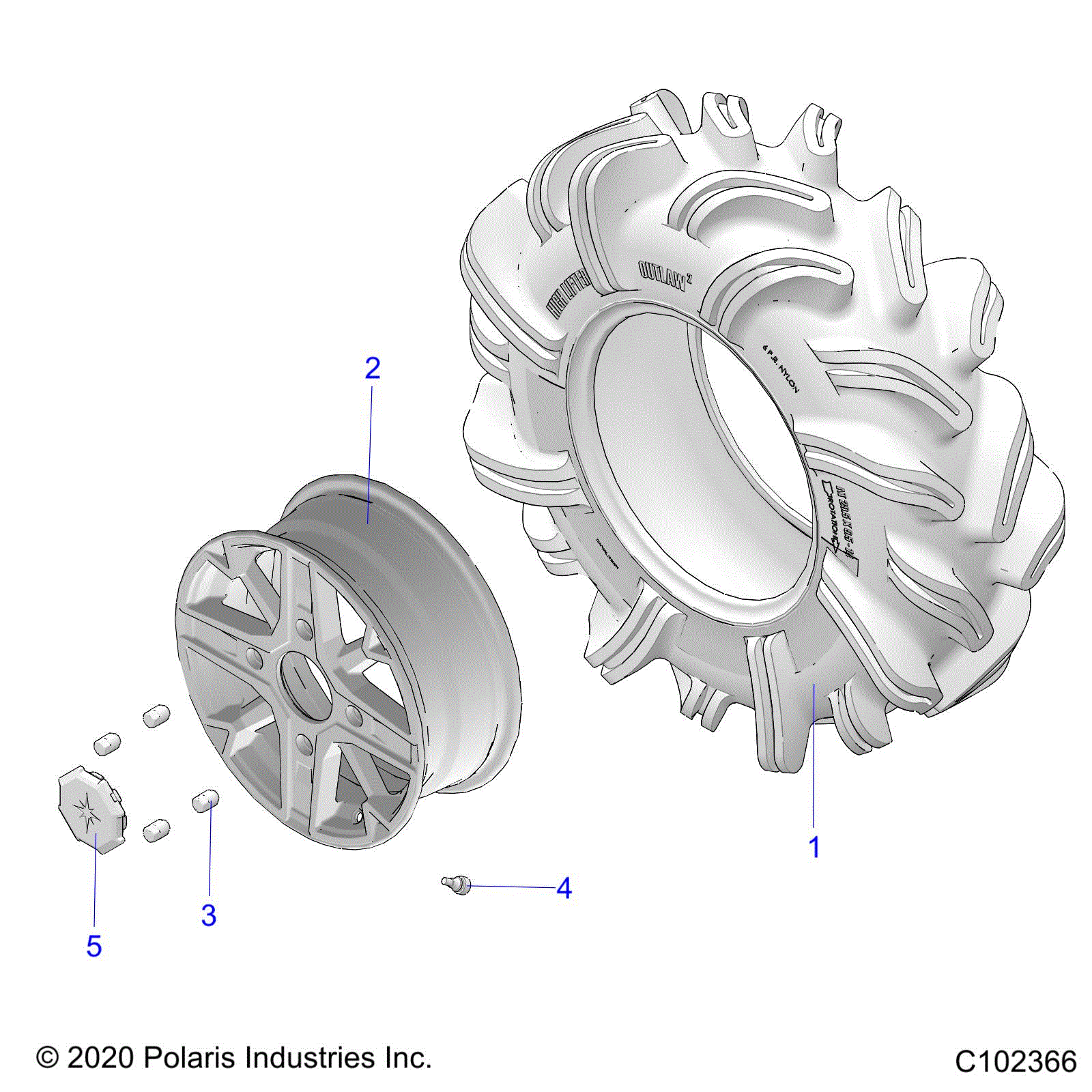 An Image of a Genuine Polaris Parts Schematic Diagram showing the schematic - WHEELS: REAR - 2022 POLARIS SPORTSMAN XP 1000 HIGH LIFTER