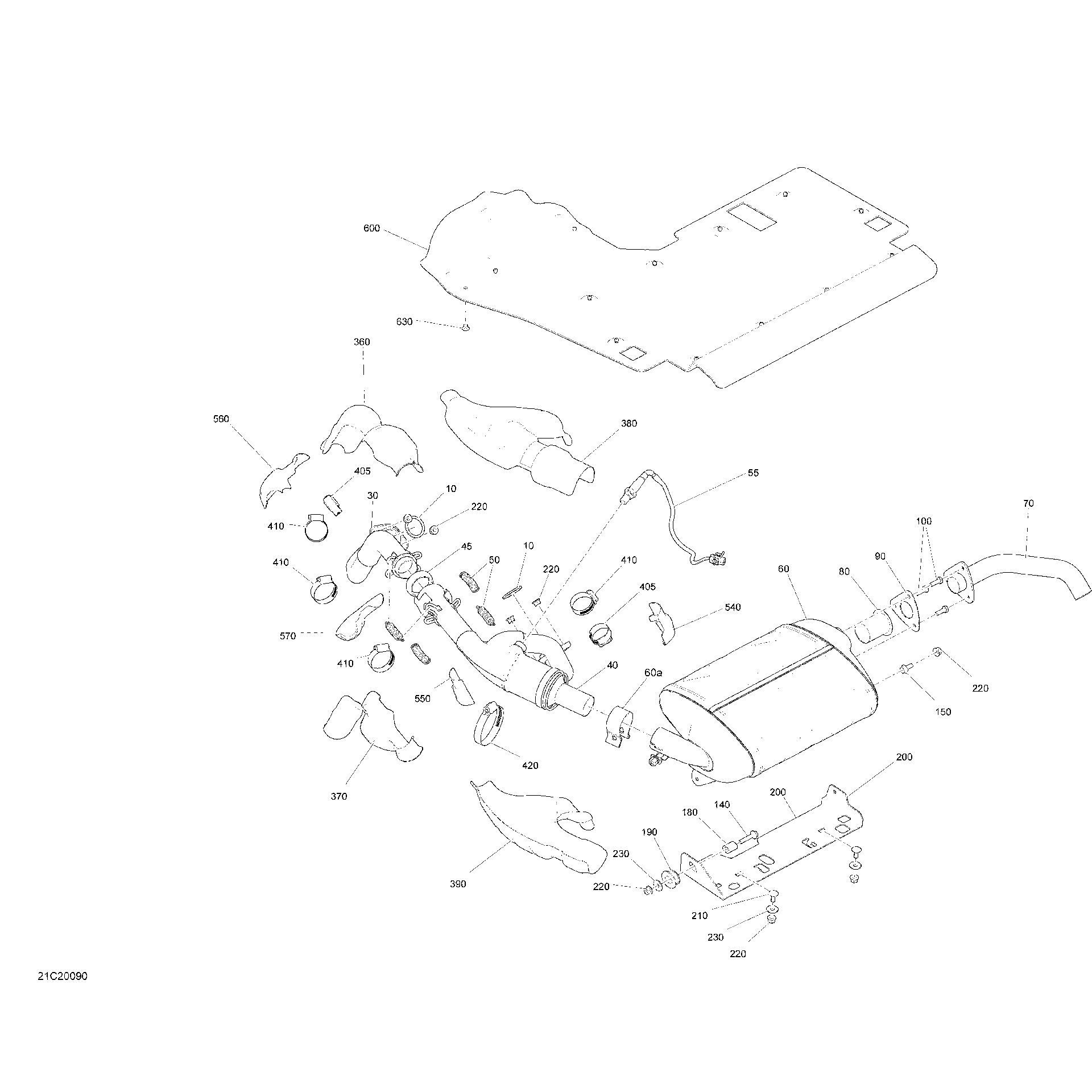 An Image of a Genuine Can-Am Parts Schematic Diagram showing the schematic - EXHAUST