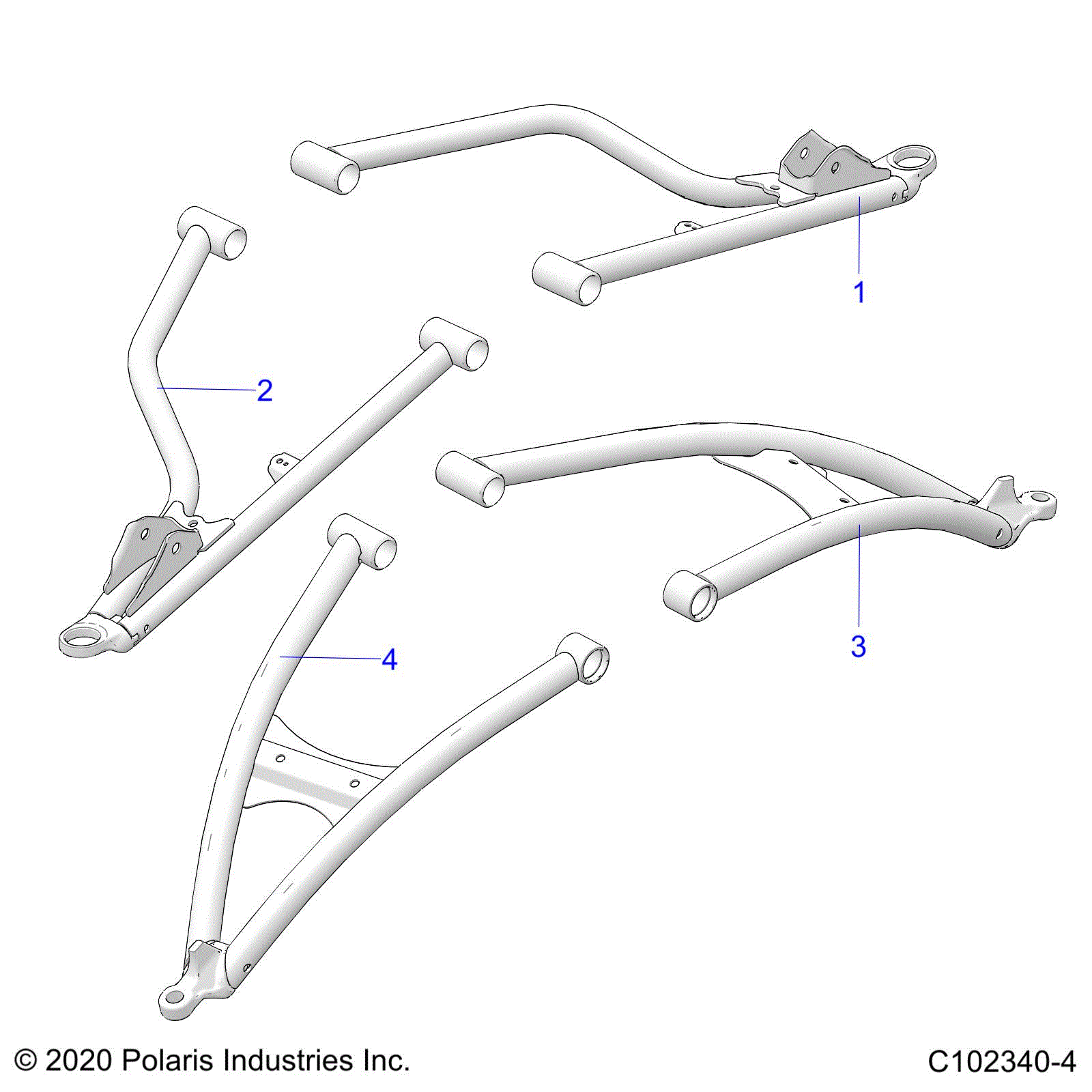 An Image of a Genuine Polaris Parts Schematic Diagram showing the schematic - SUSPENSION: FRONT A-ARMS - 2026 POLARIS SPORTSMAN XP 1000 55"