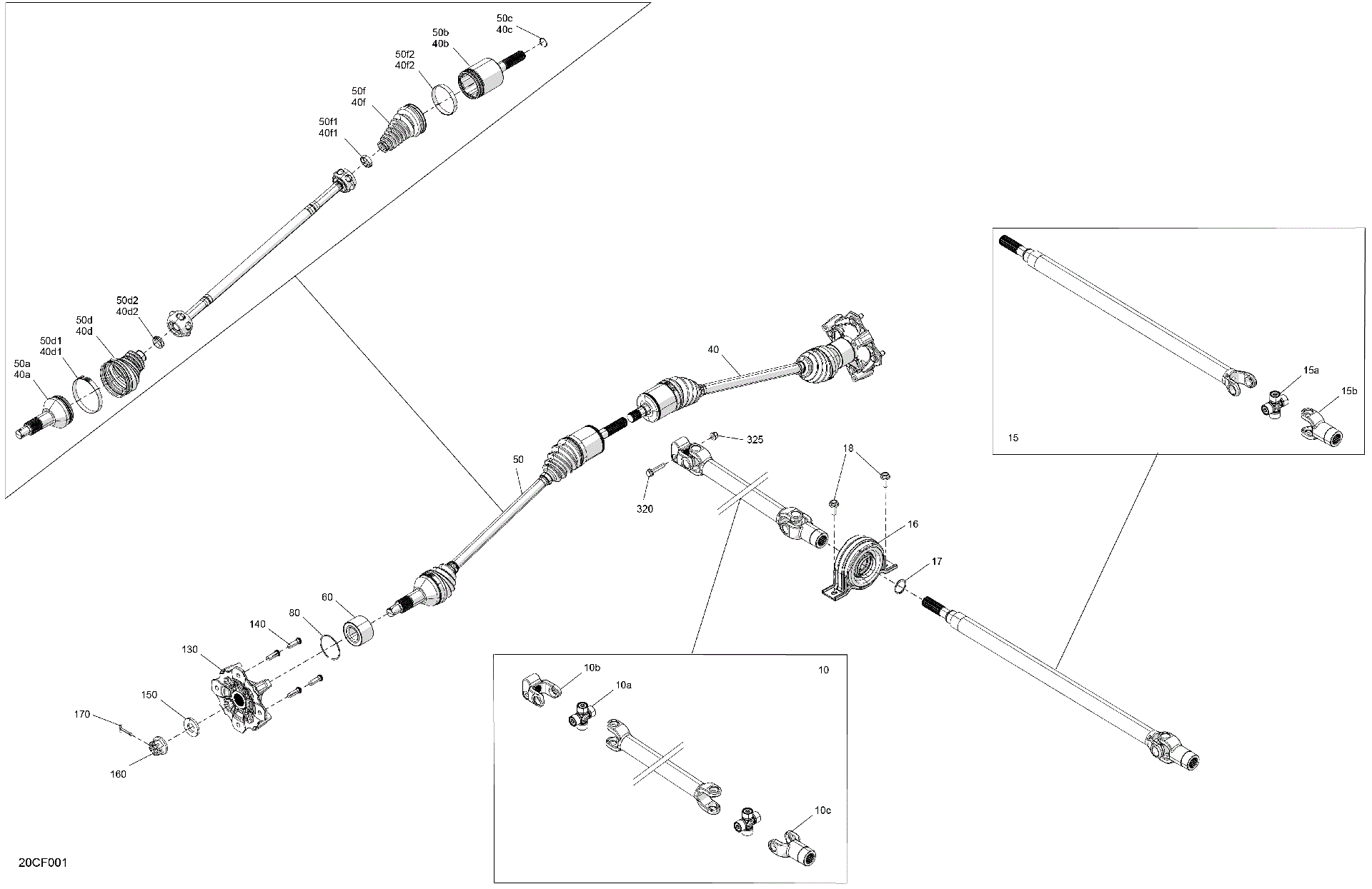 An Image of a Genuine Can-Am Parts Schematic Diagram showing the schematic - DRIVE - FRONT - COMMON PARTS