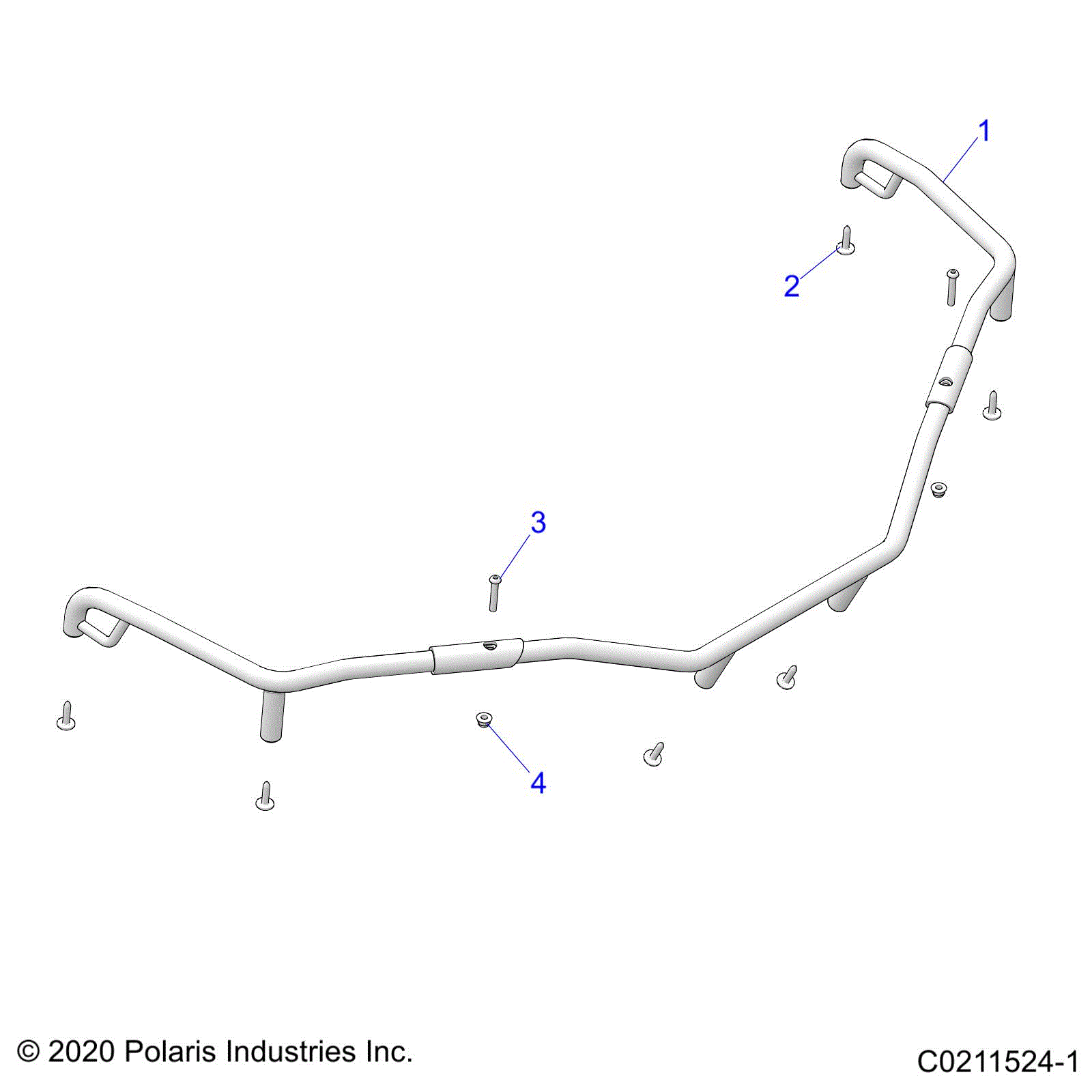 An Image of a Genuine Polaris Parts Schematic Diagram showing the schematic - BODY: FRONT RACK EXTENDERS - 2025 POLARIS SPORTSMAN 570 EPS EBS TRAIL