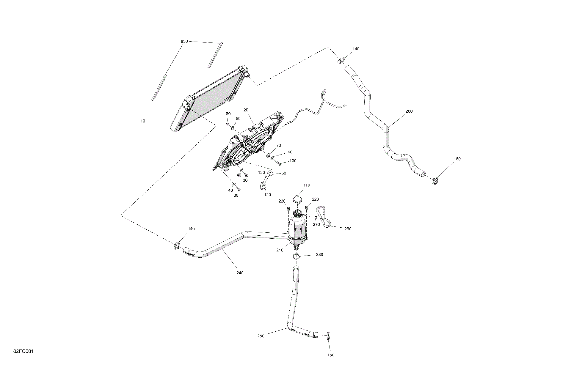 An Image of a Genuine Can-Am Parts Schematic Diagram showing the schematic - ENGINE - COOLING
