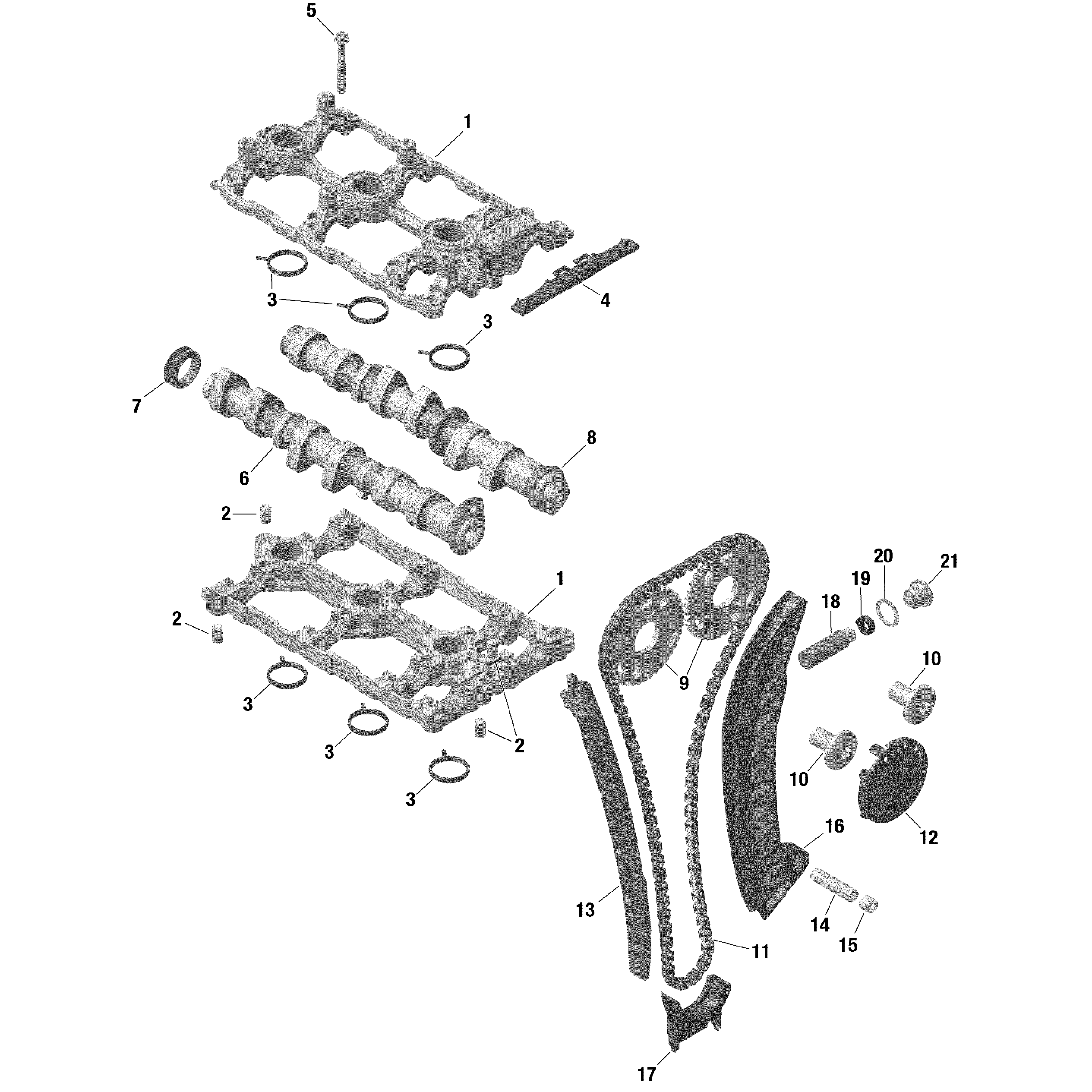 An Image of a Genuine Can-Am Parts Schematic Diagram showing the schematic - ROTAX - VALVE TRAIN