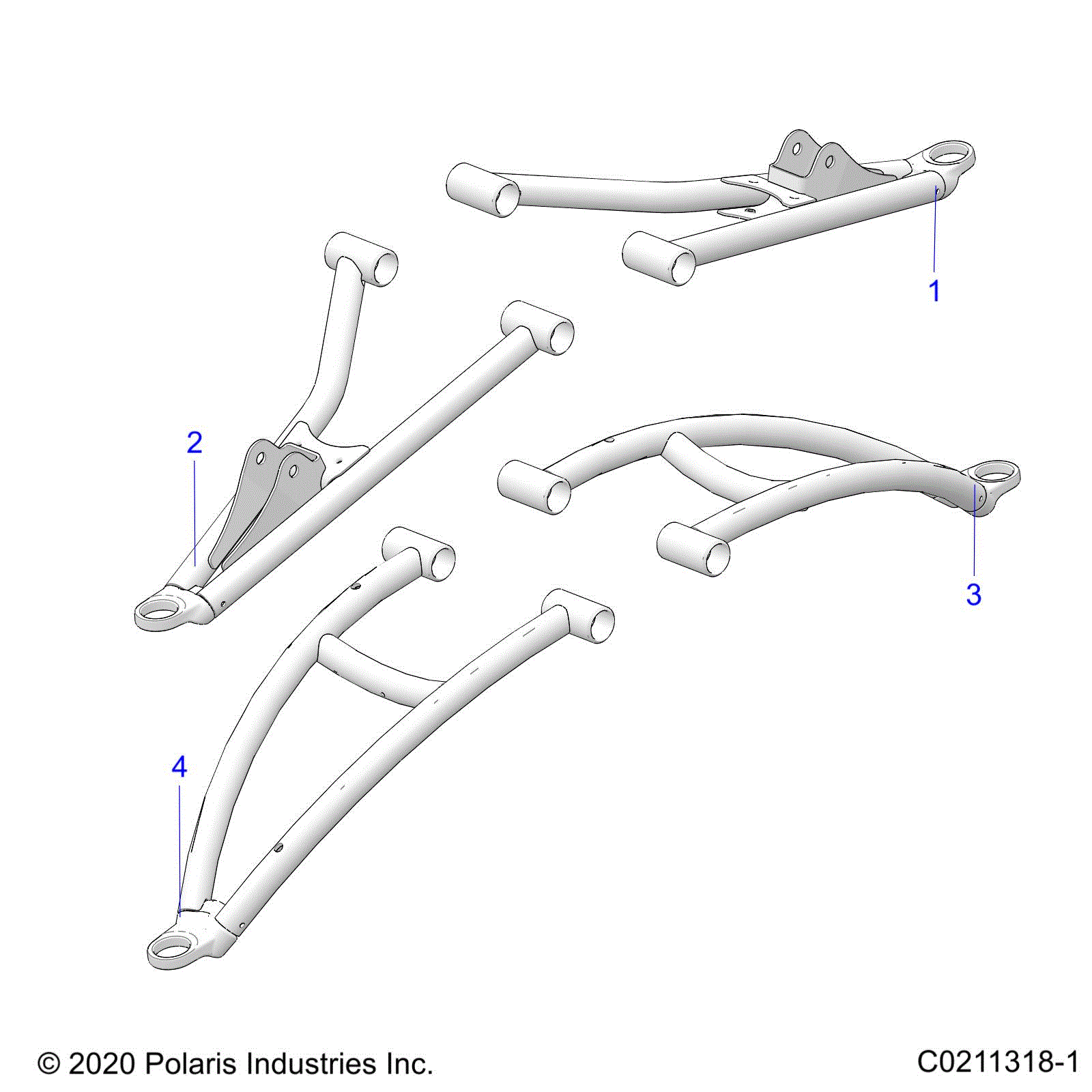 An Image of a Genuine Polaris Parts Schematic Diagram showing the schematic - SUSPENSION: FRONT A-ARMS - 2024 POLARIS SPORTSMAN XP 1000 48" LE RIDE COMMAND
