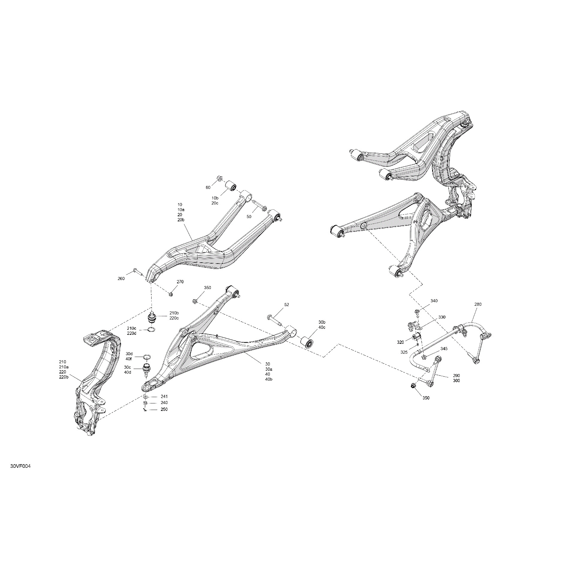 An Image of a Genuine Can-Am Parts Schematic Diagram showing the schematic - SUSPENSION - FRONT COMPONENTS