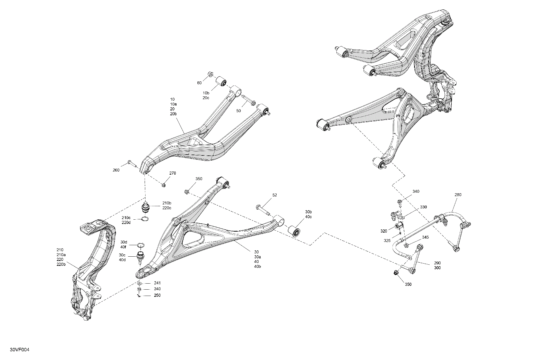 An Image of a Genuine Can-Am Parts Schematic Diagram showing the schematic - SUSPENSION - FRONT COMPONENTS