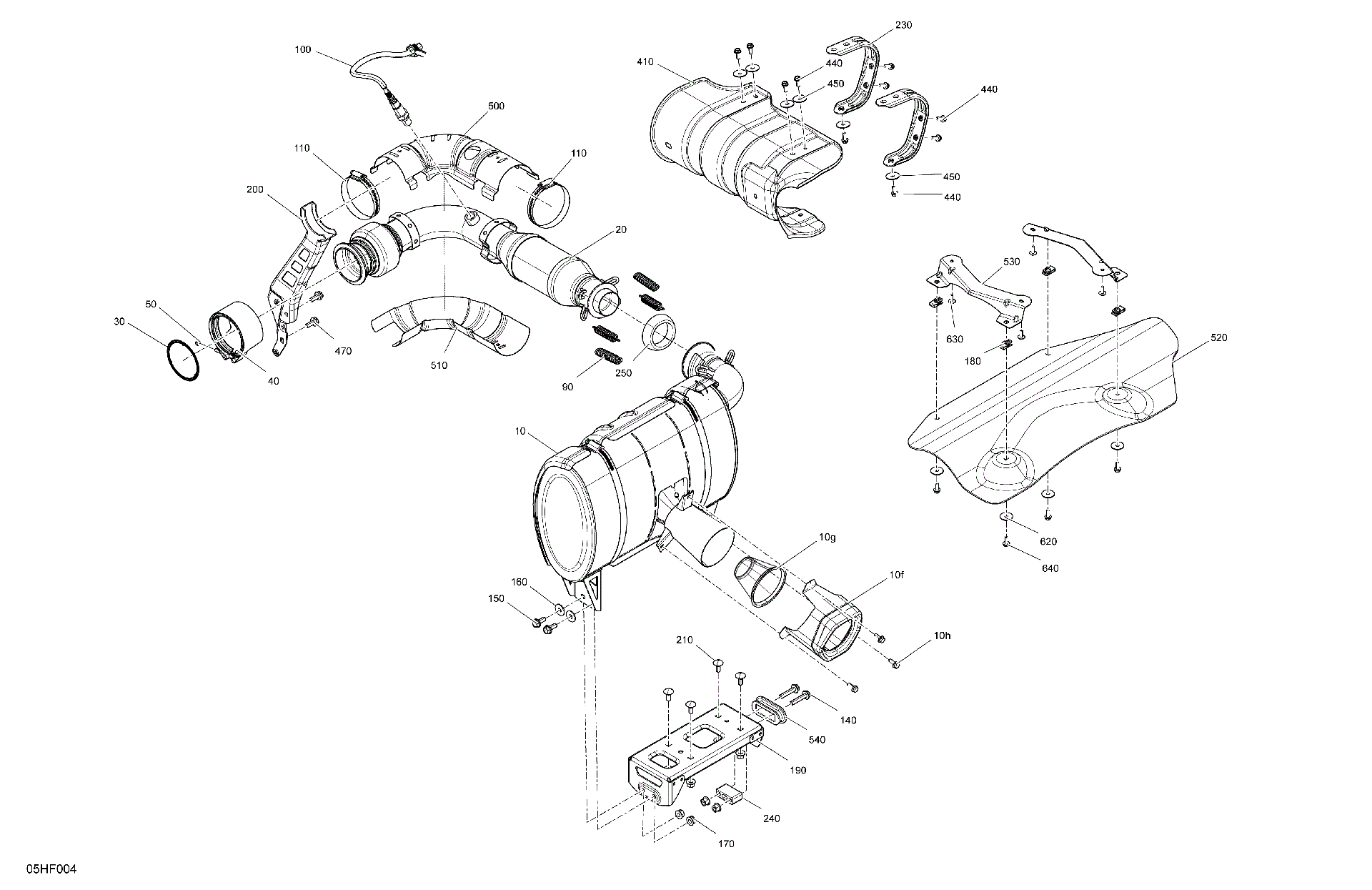 An Image of a Genuine Can-Am Parts Schematic Diagram showing the schematic - ENGINE - EXHAUST
