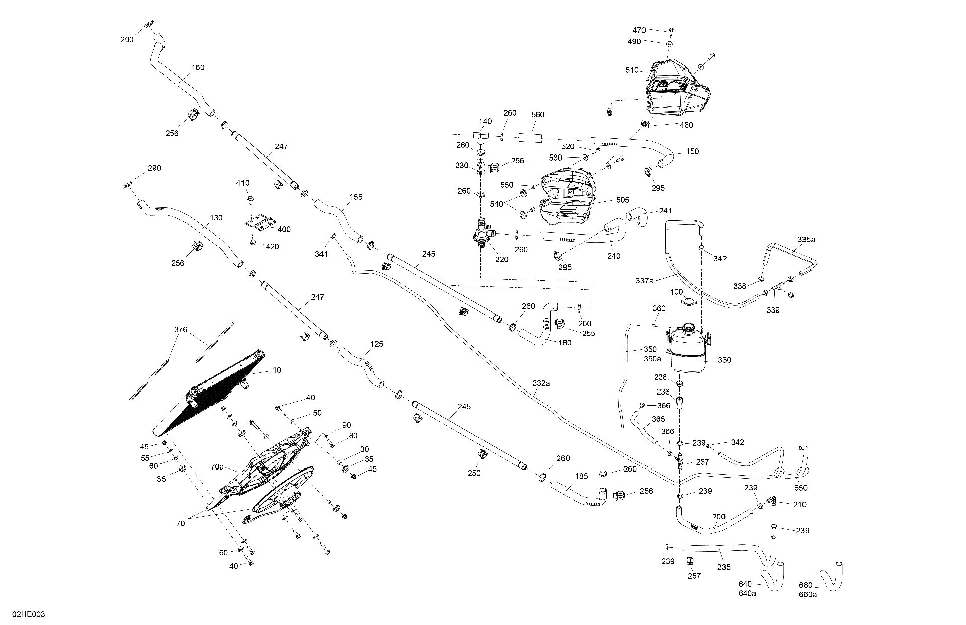 An Image of a Genuine Can-Am Parts Schematic Diagram showing the schematic - ENGINE - COOLING