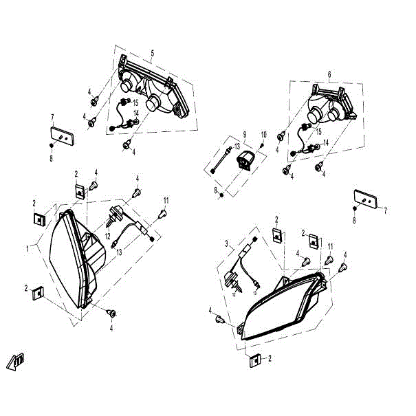An Image of a Genuine CFMOTO Parts Schematic Diagram showing the schematic - LIGHT - 2015 CFMOTO ZFORCE 600