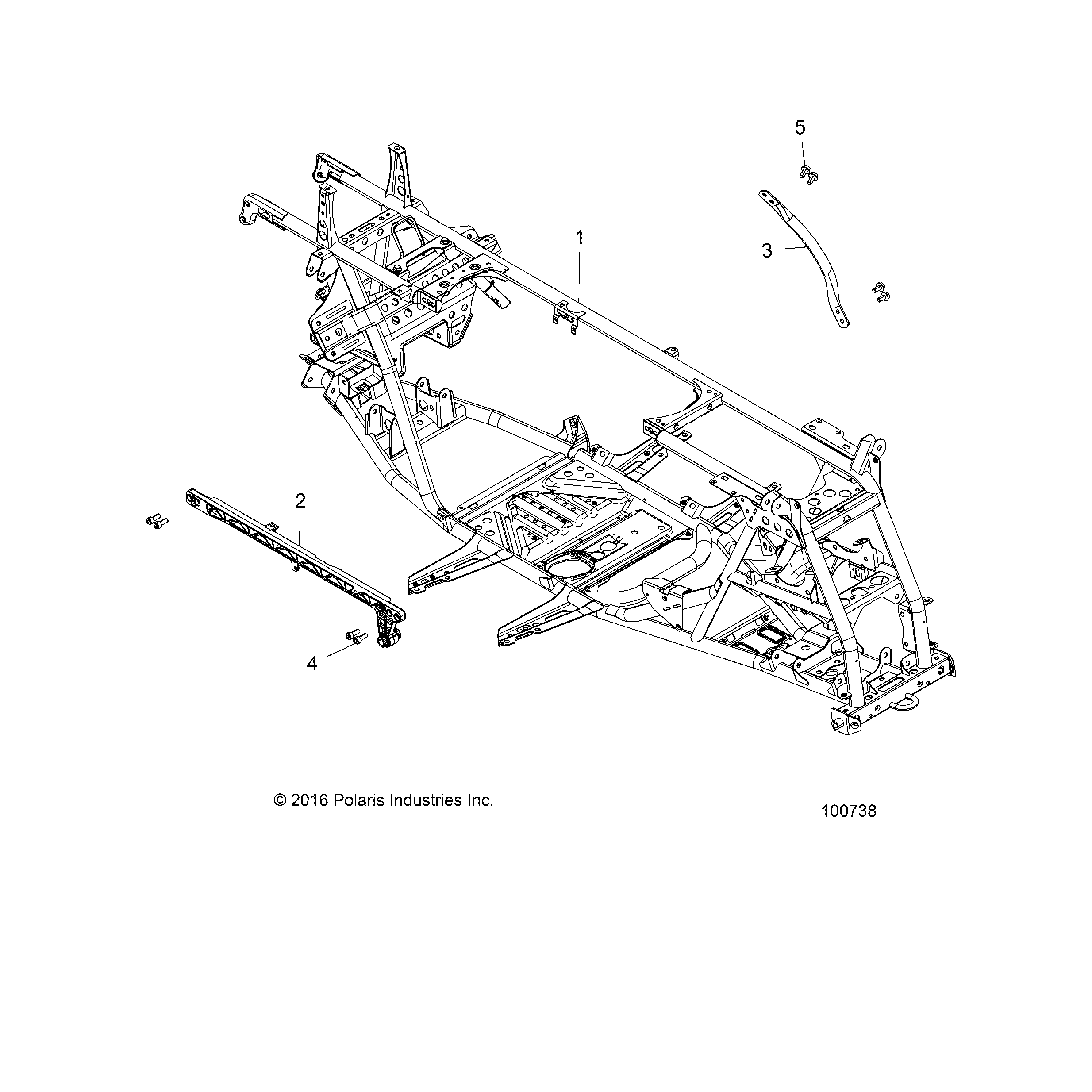 An Image of a Genuine Polaris Parts Schematic Diagram showing the schematic - CHASSIS: MAIN FRAME - 2018 POLARIS SPORTSMAN XP 1000