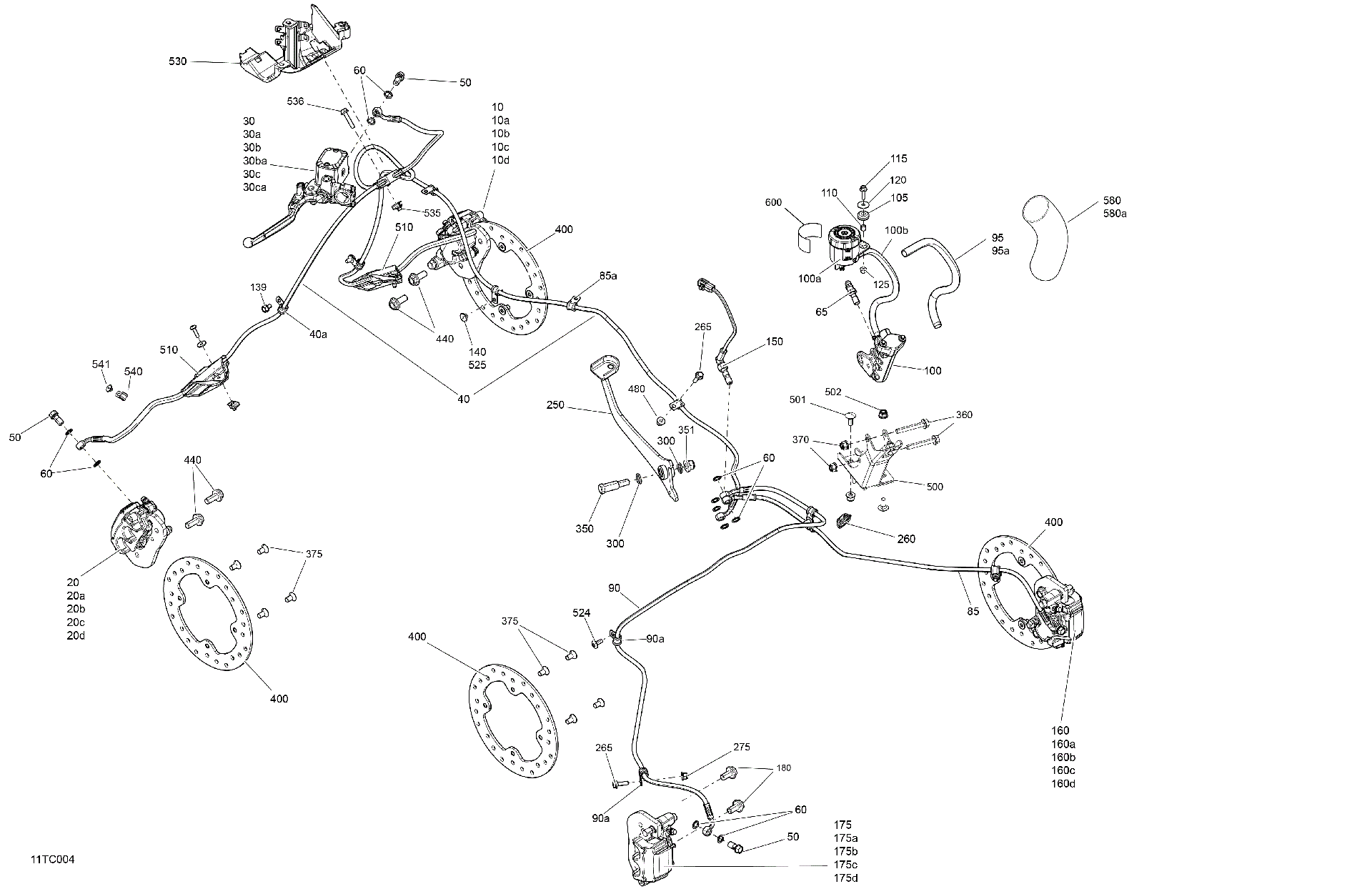 An Image of a Genuine Can-Am Parts Schematic Diagram showing the schematic - MECHANIC - BRAKE SYSTEM