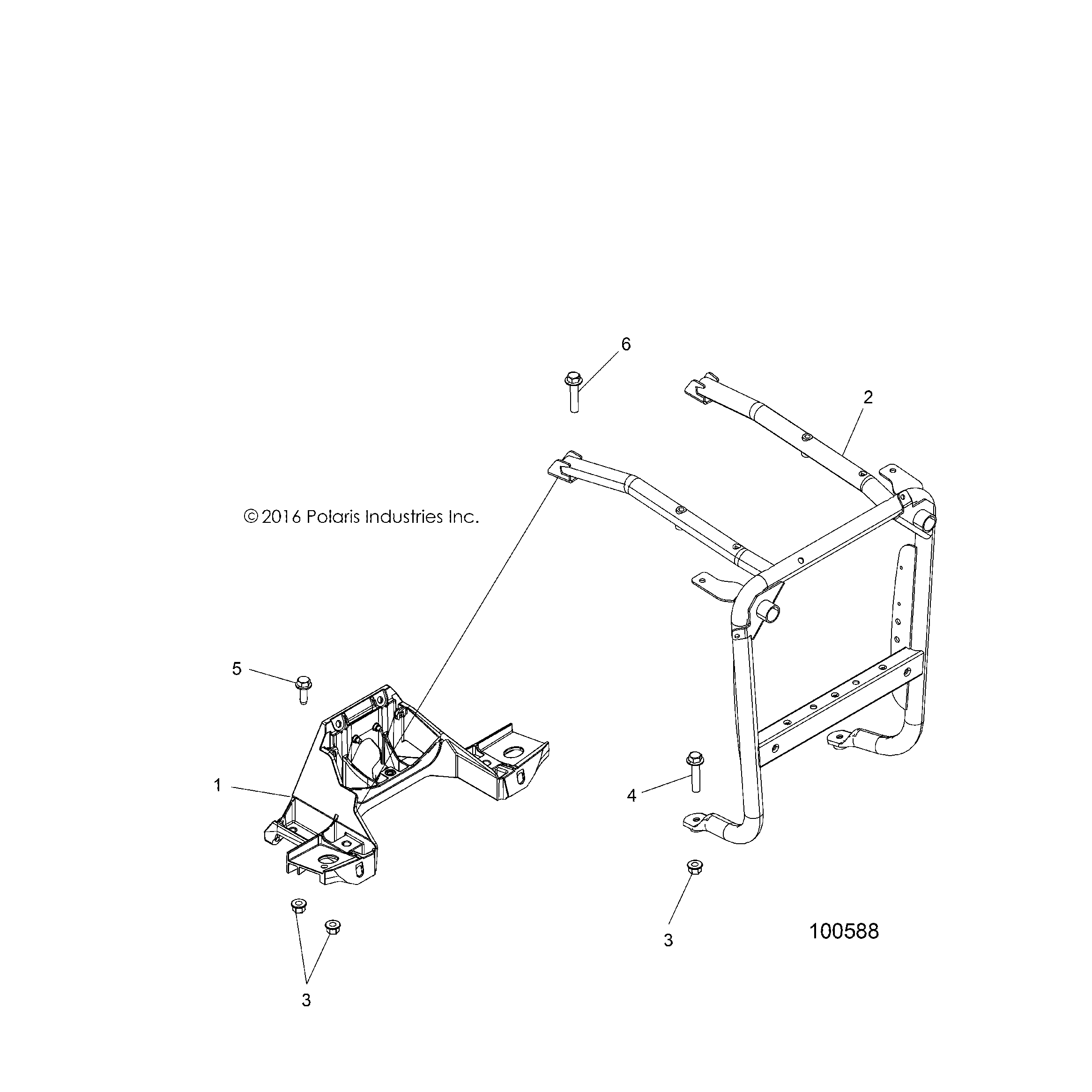 An Image of a Genuine Polaris Parts Schematic Diagram showing the schematic - BODY: FRONT BUMPER SUPPORT - 2019 POLARIS SPORTSMAN 850 HIGH LIFTER
