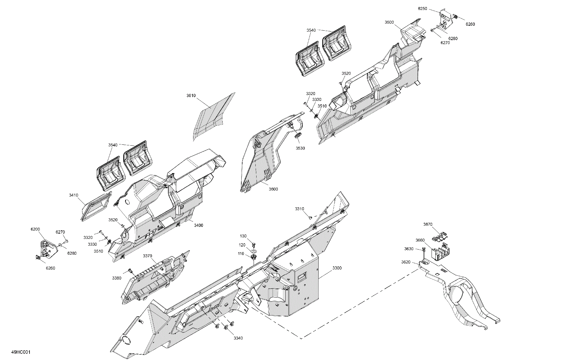 An Image of a Genuine Can-Am Parts Schematic Diagram showing the schematic - CAB INTERIOR - BACK WALL