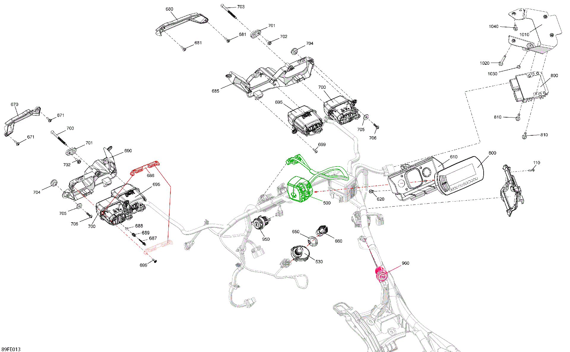 An Image of a Genuine Can-Am Parts Schematic Diagram showing the schematic - ELECTRIC - FRONT SECTION