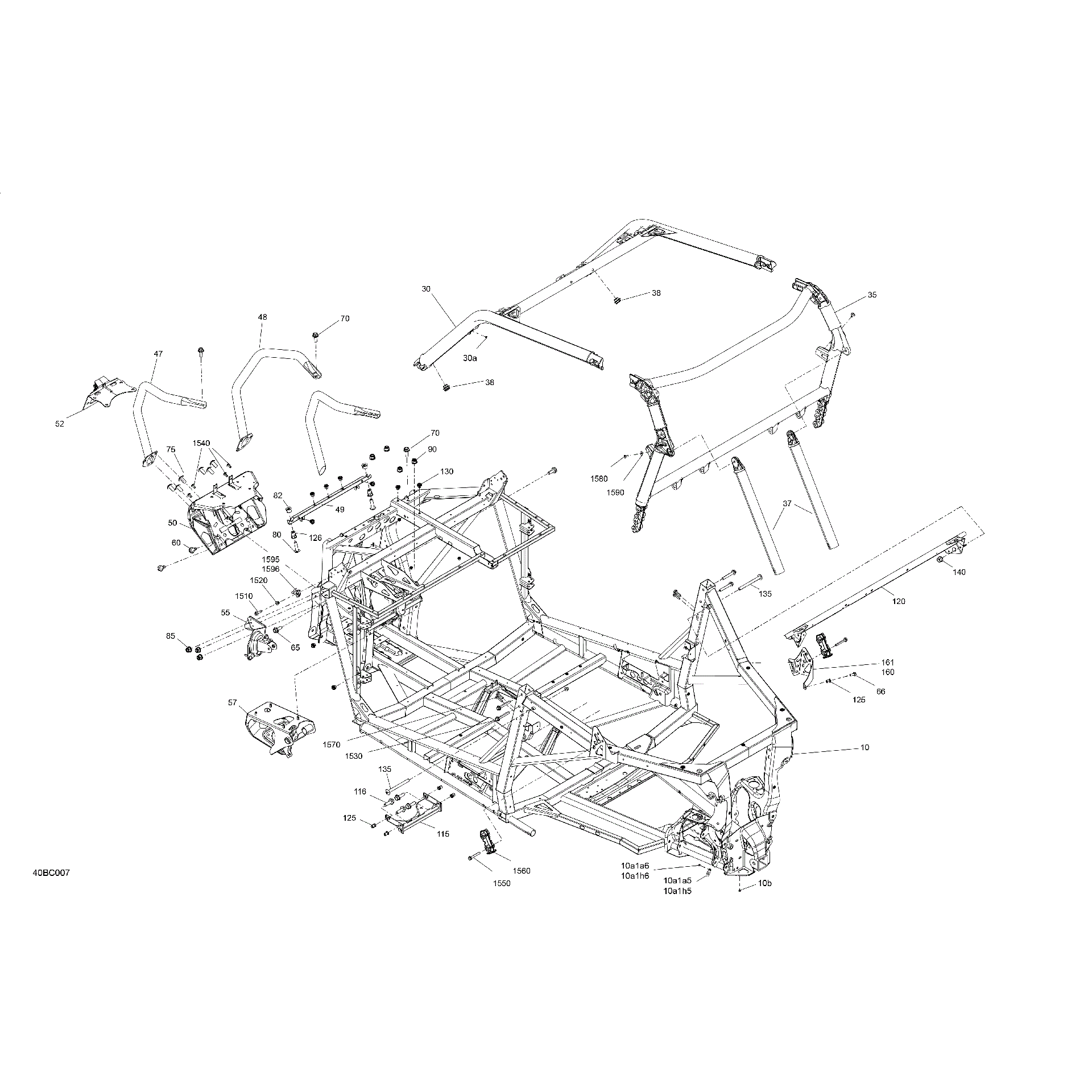 An Image of a Genuine Can-Am Parts Schematic Diagram showing the schematic - FRAME - SYSTEM