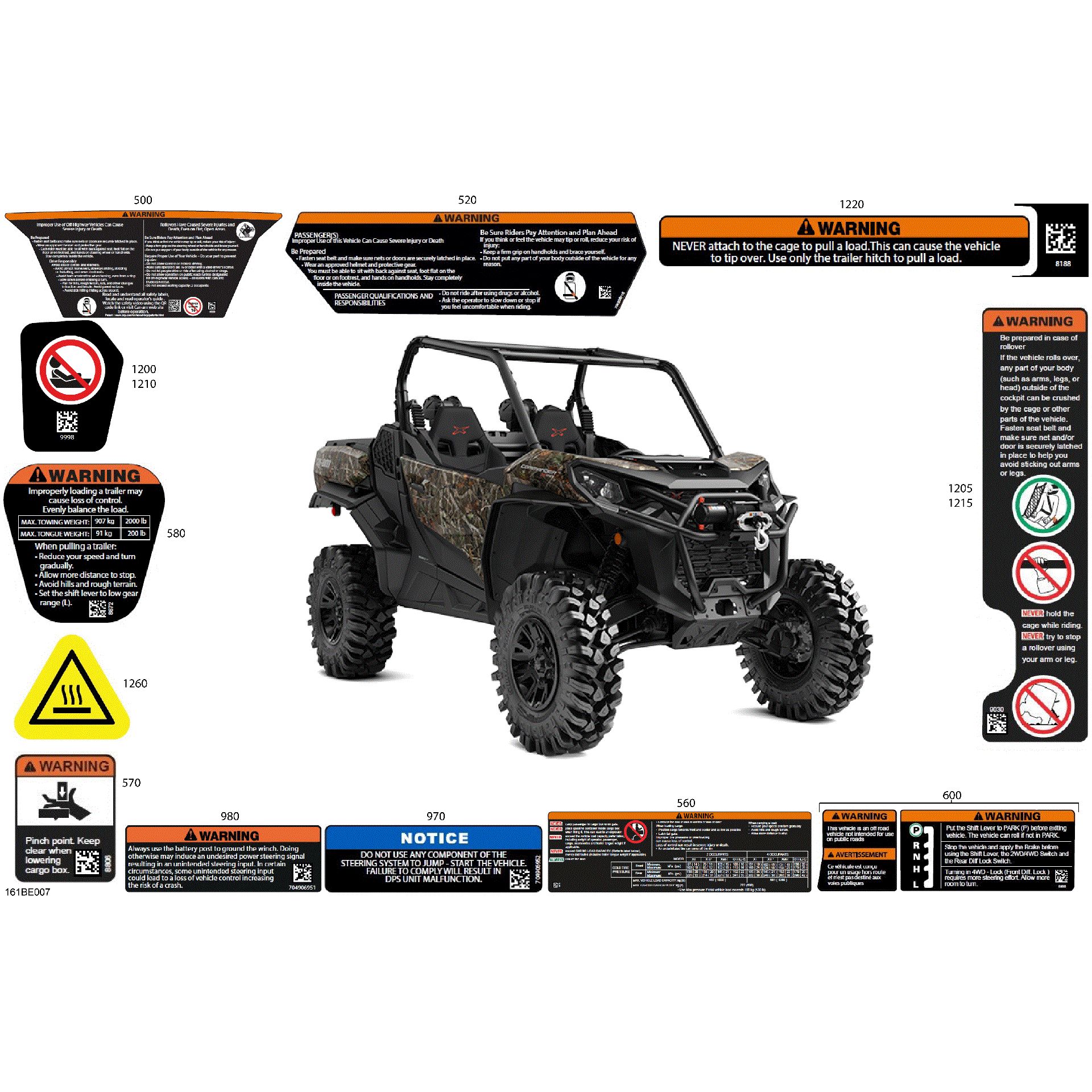 An Image of a Genuine Can-Am Parts Schematic Diagram showing the schematic - BODY - WARNING DECALS
