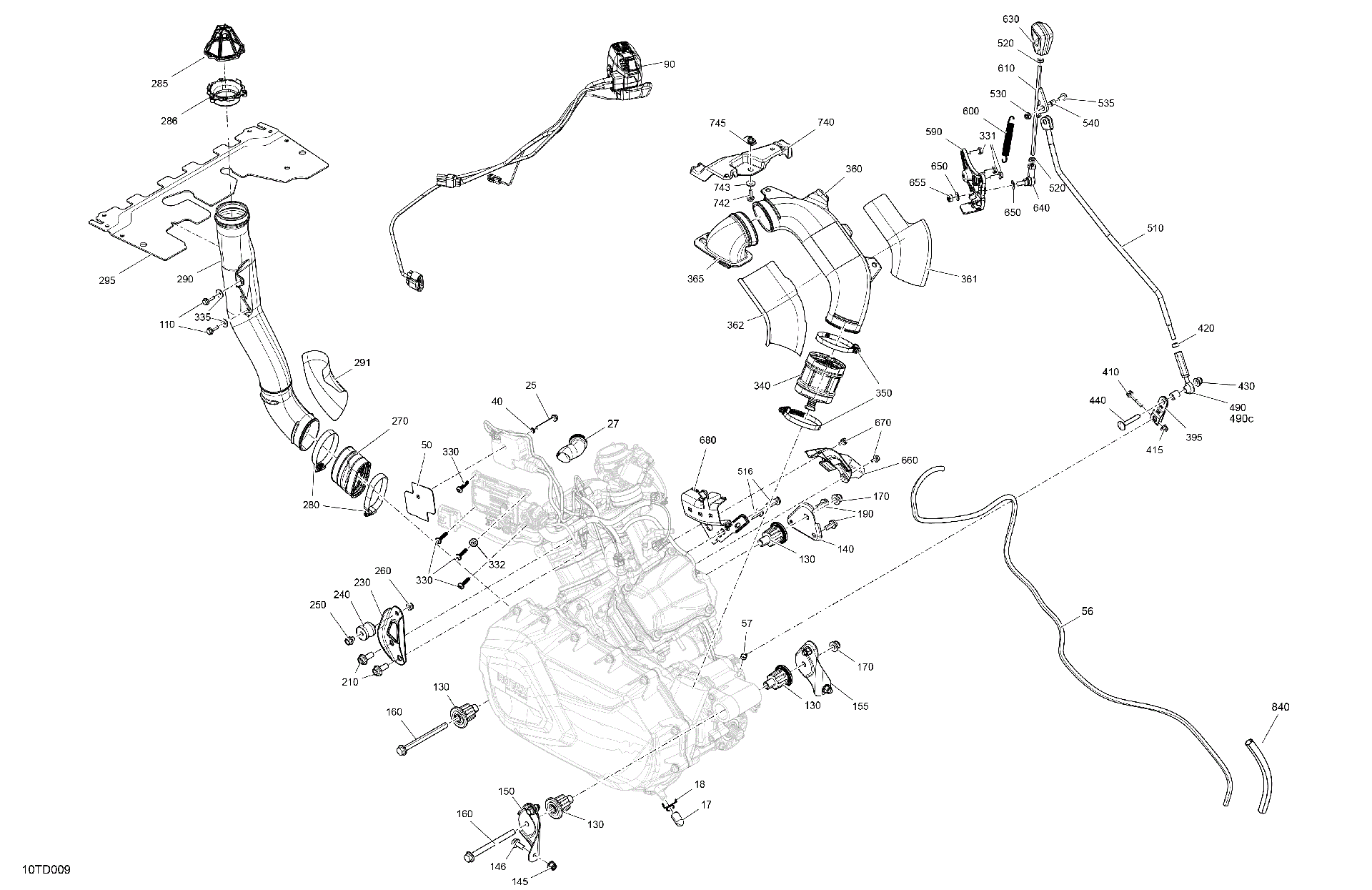 An Image of a Genuine Can-Am Parts Schematic Diagram showing the schematic - ENGINE - SYSTEM