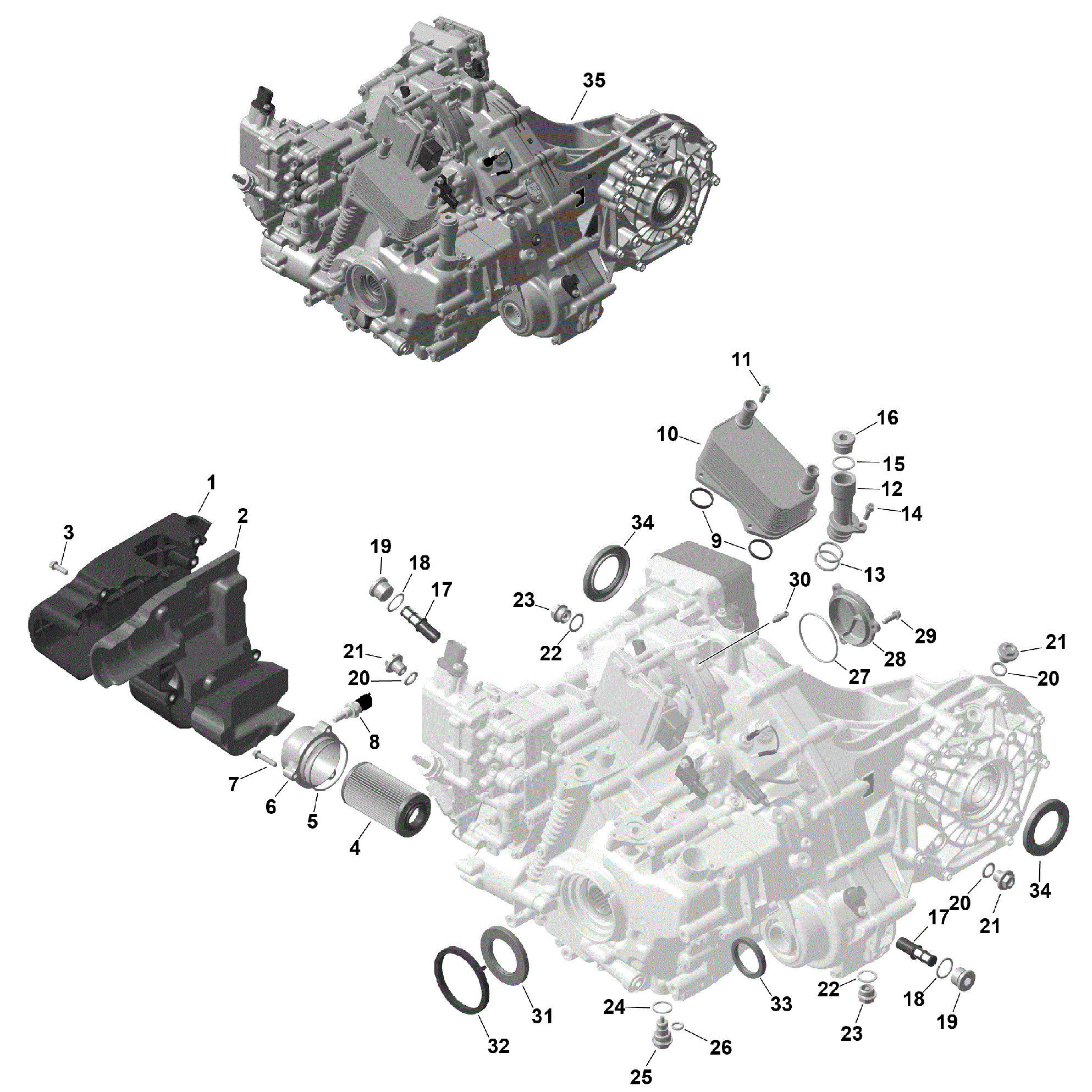 An Image of a Genuine Can-Am Parts Schematic Diagram showing the schematic - ROTAX - GEARBOX AND COMPONENTS