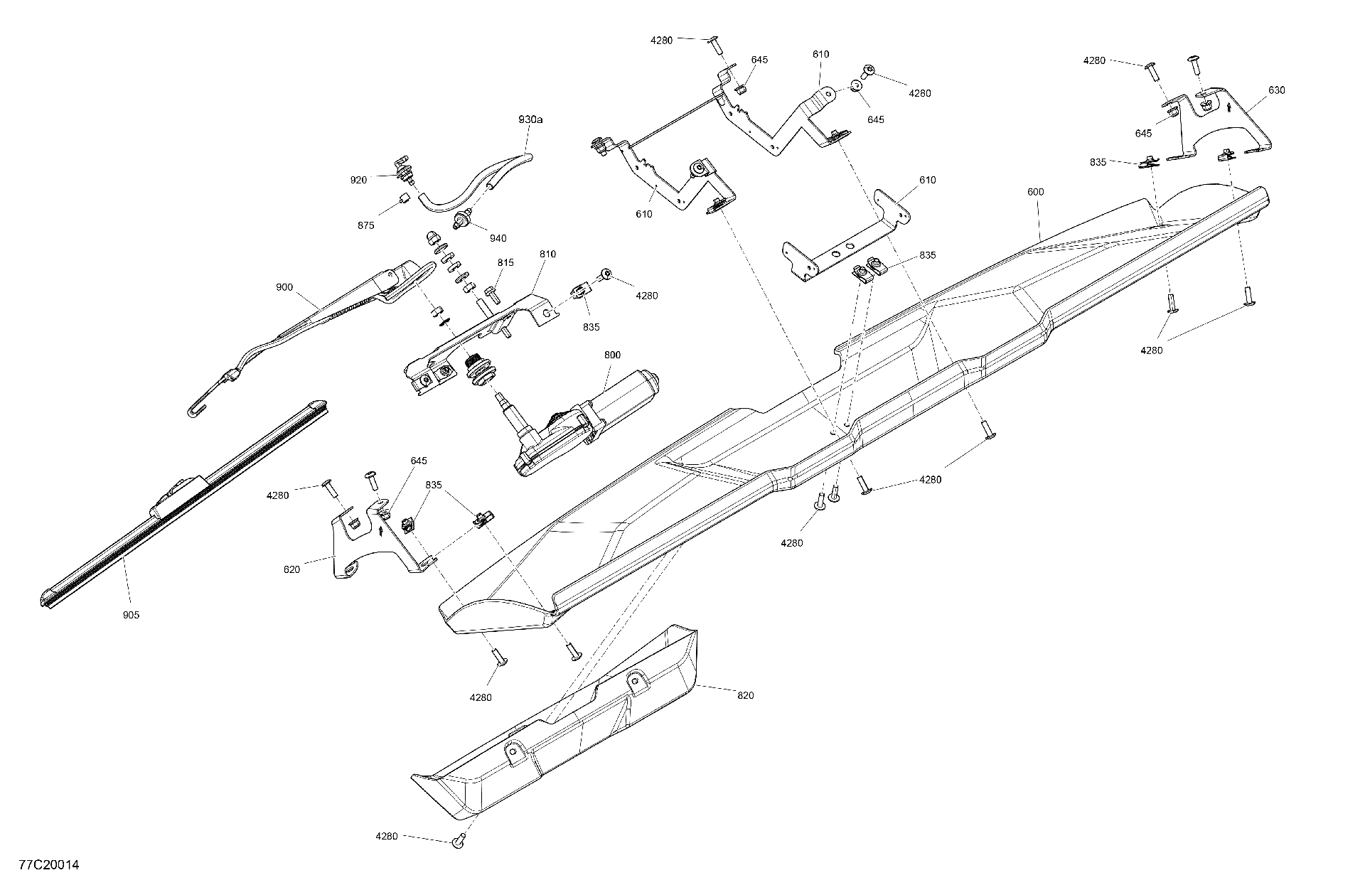 An Image of a Genuine Can-Am Parts Schematic Diagram showing the schematic - CAB - UPPER CONSOLE