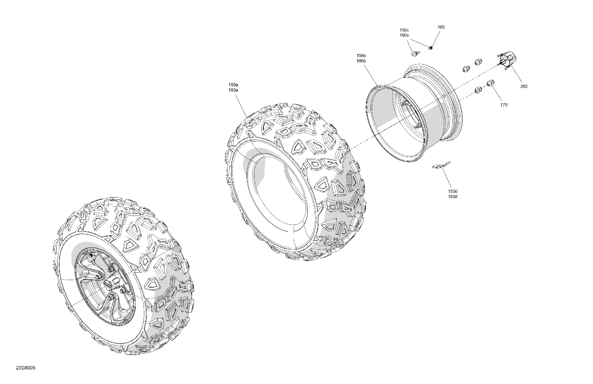 An Image of a Genuine Can-Am Parts Schematic Diagram showing the schematic - DRIVE - REAR WHEELS
