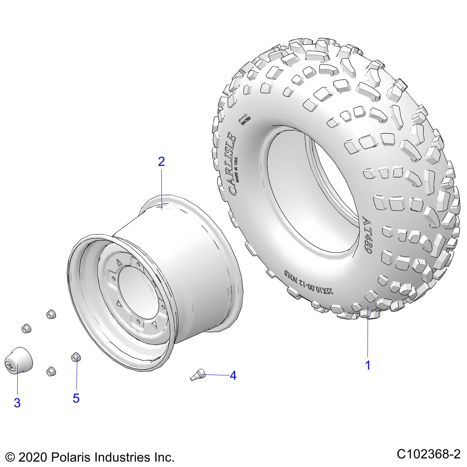 An Image of a Genuine Polaris Parts Schematic Diagram showing the schematic - WHEELS: REAR TIRE - 2021 POLARIS SPORTSMAN 570 X2