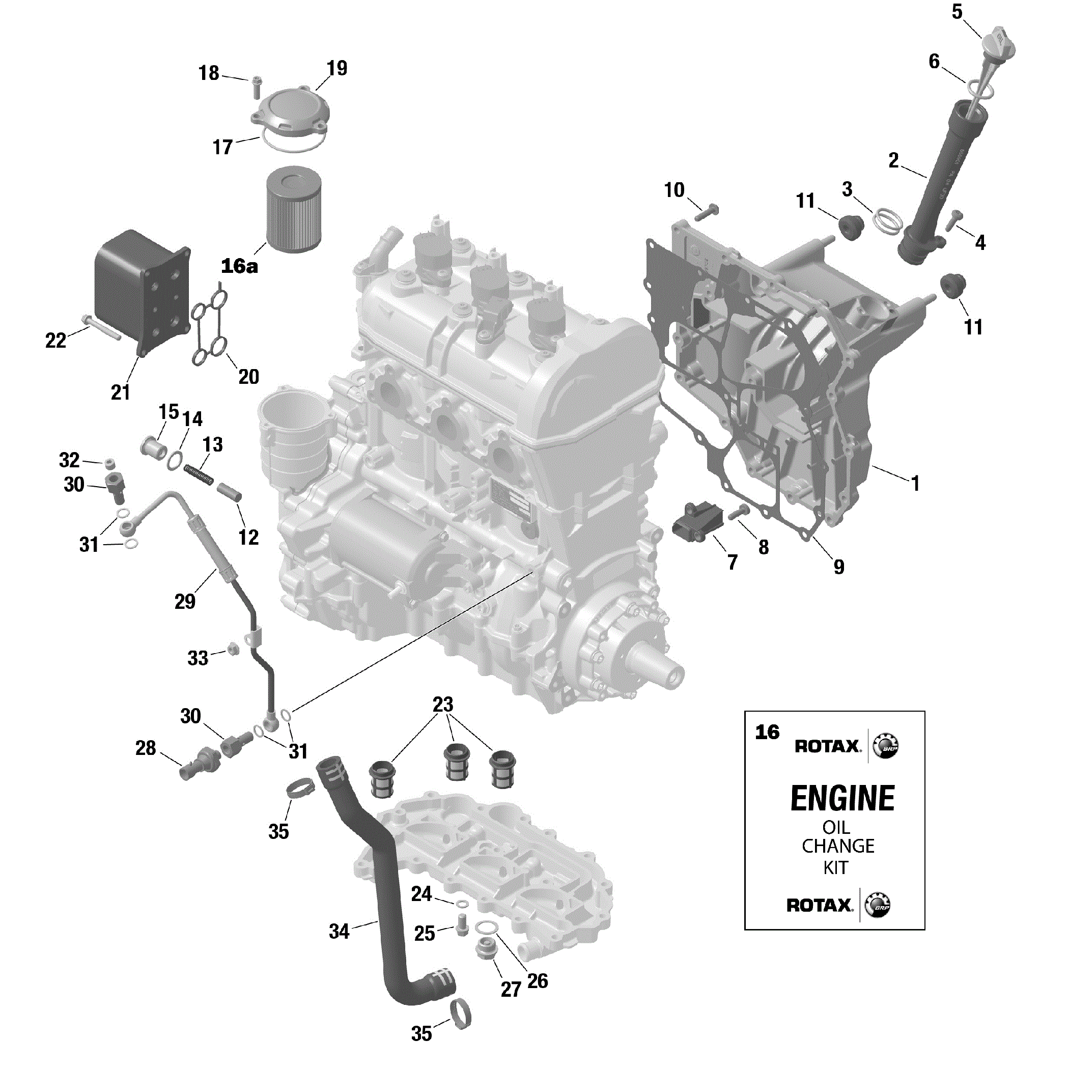 An Image of a Genuine Can-Am Parts Schematic Diagram showing the schematic - ROTAX - ENGINE LUBRICATION