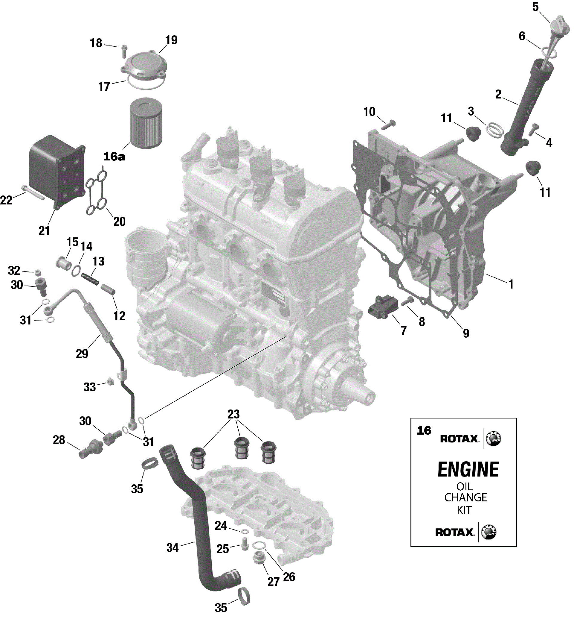 An Image of a Genuine Can-Am Parts Schematic Diagram showing the schematic - ROTAX - ENGINE LUBRICATION