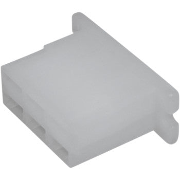 A close-up of the Namz 250 Series Connector, a white plastic rectangular 6-position female connector, sold in a 5 pack, ideal for connecting wires in electronic devices and custom applications.