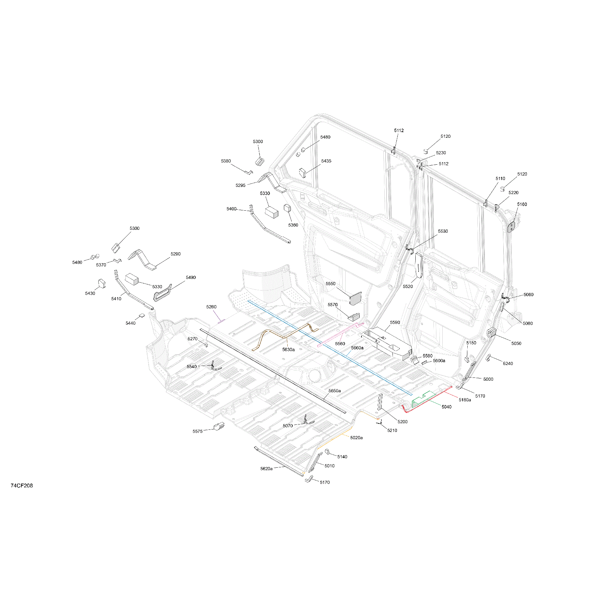 An Image of a Genuine Can-Am Parts Schematic Diagram showing the schematic - ENCLOSURE CAB - INSULATIONS