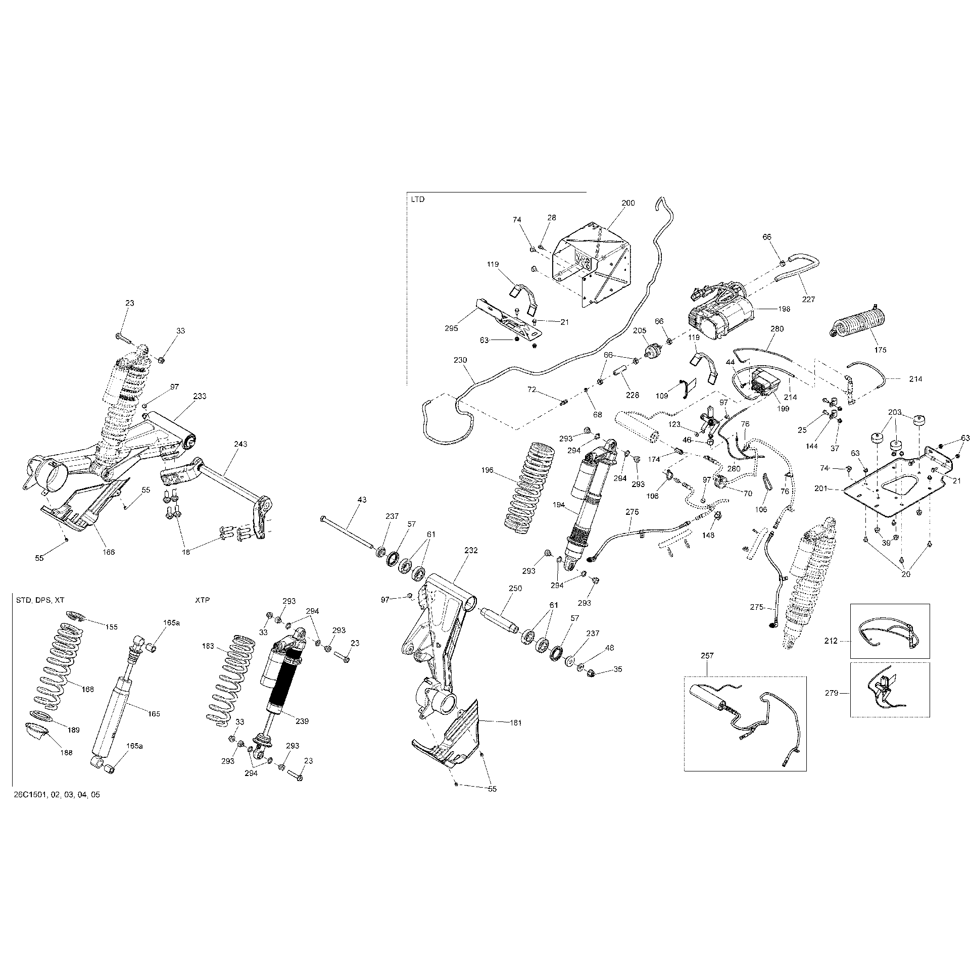 An Image of a Genuine Can-Am Parts Schematic Diagram showing the schematic - REAR SUSPENSION _26C1502