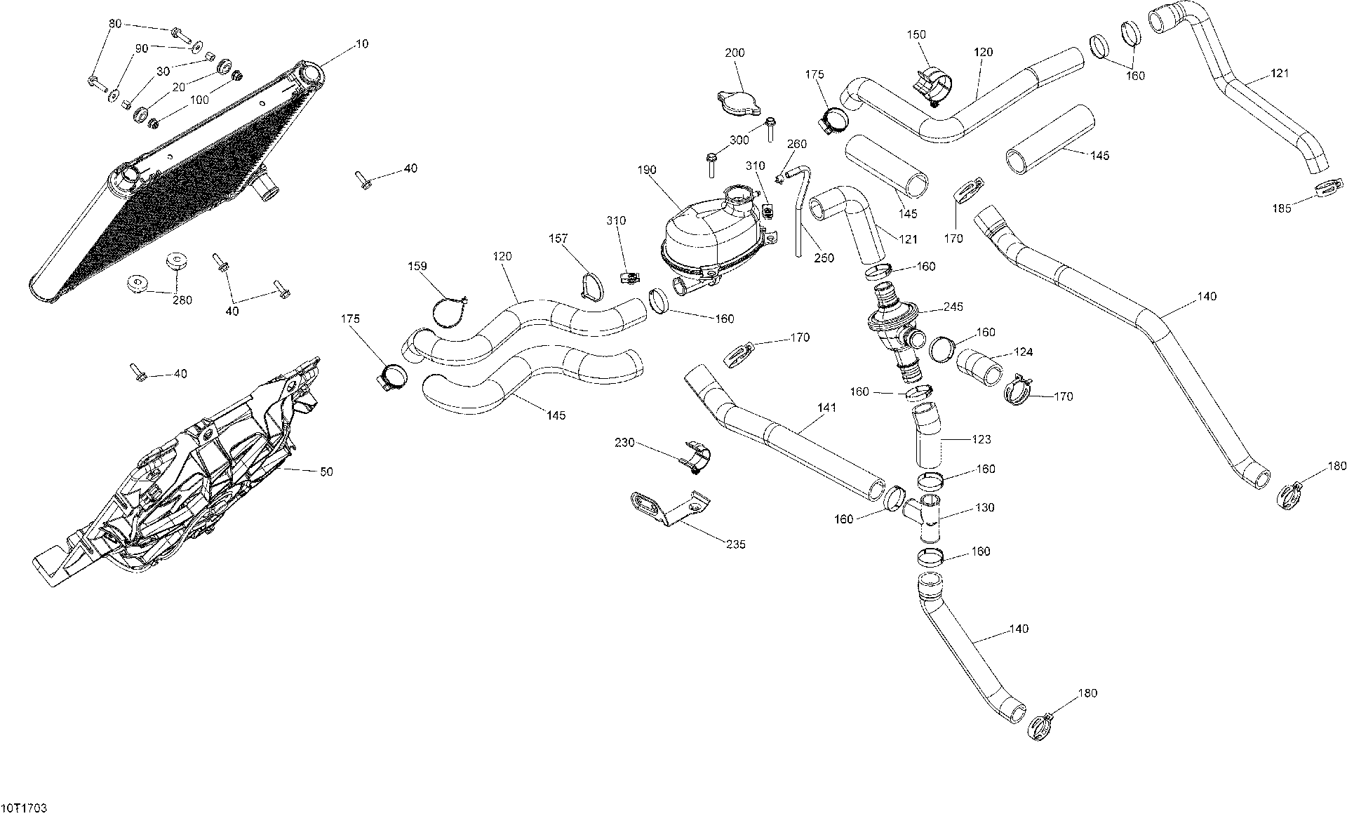 An Image of a Genuine Can-Am Parts Schematic Diagram showing the schematic - COOLING SYSTEM - ALL MODELS