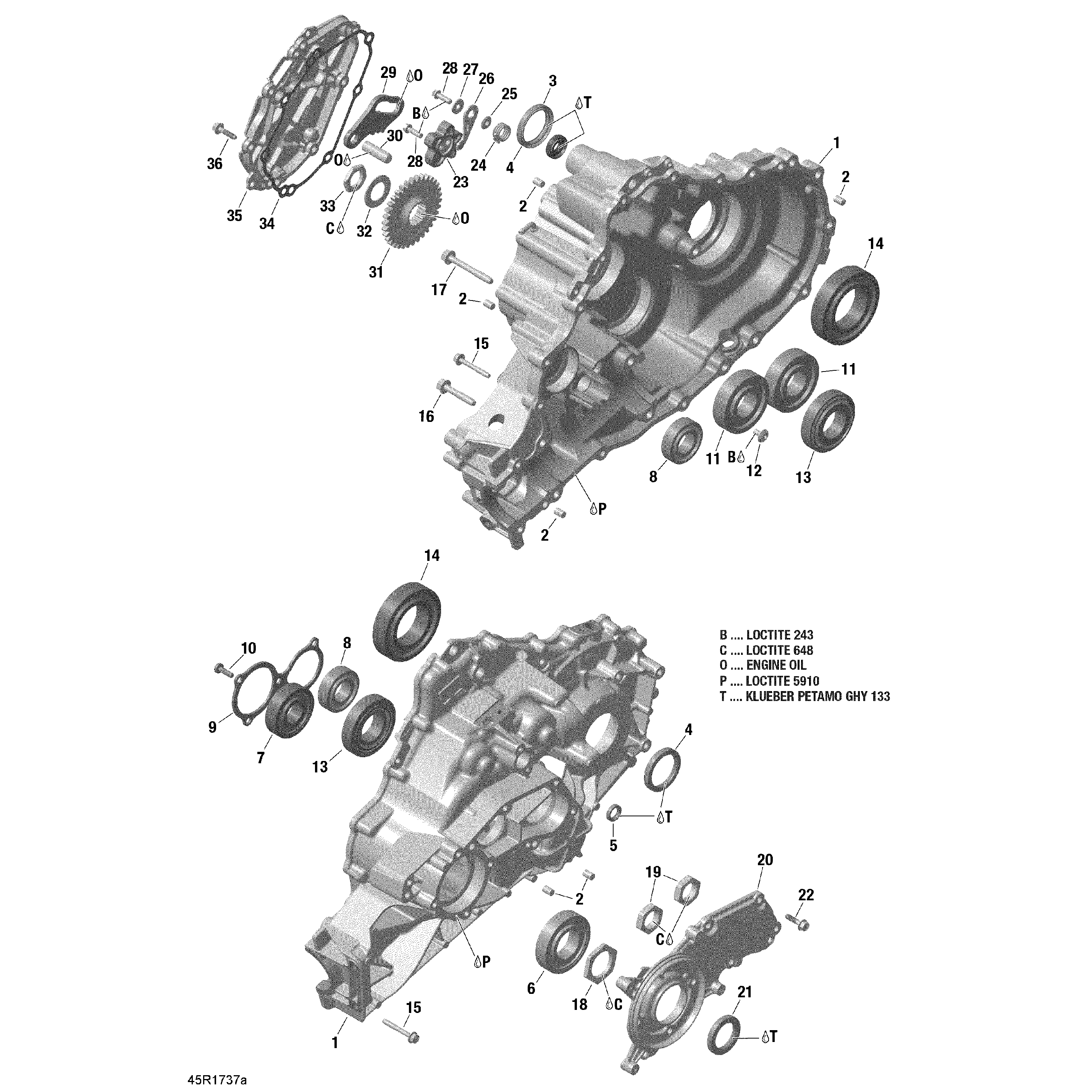 An Image of a Genuine Can-Am Parts Schematic Diagram showing the schematic - GEAR BOX - 1