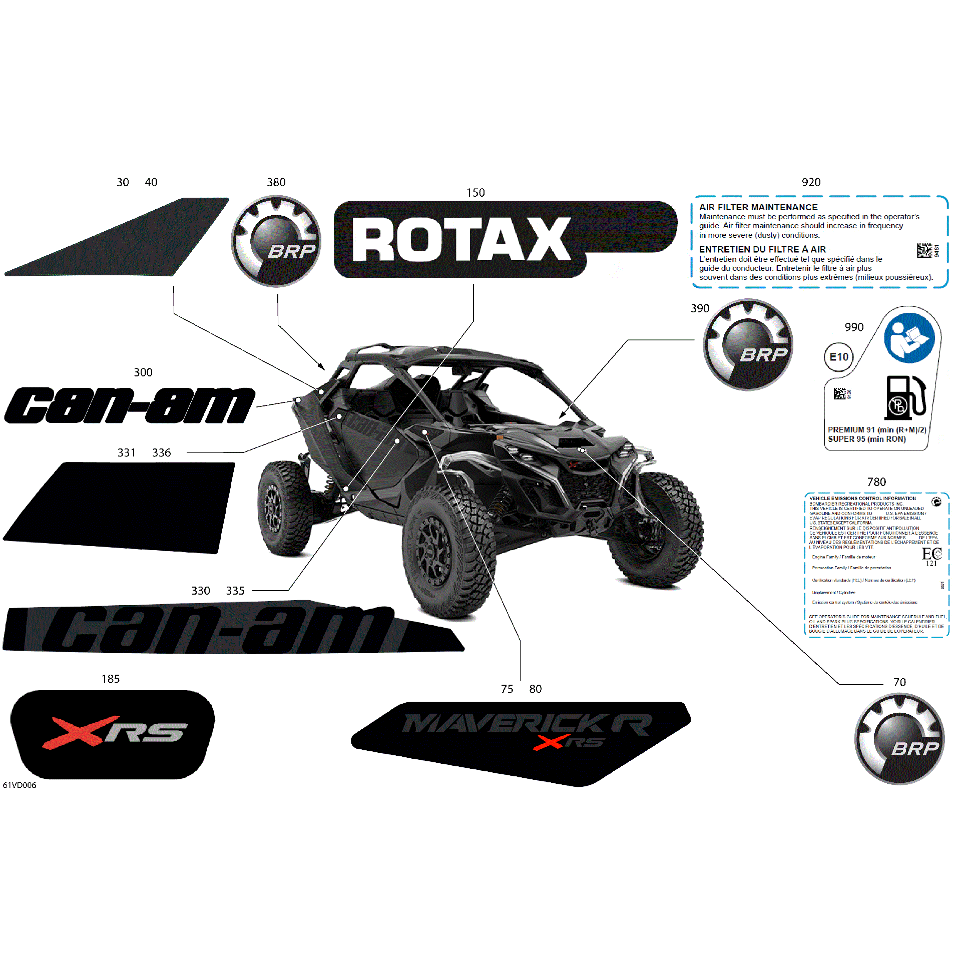 An Image of a Genuine Can-Am Parts Schematic Diagram showing the schematic - BODY - DECALS