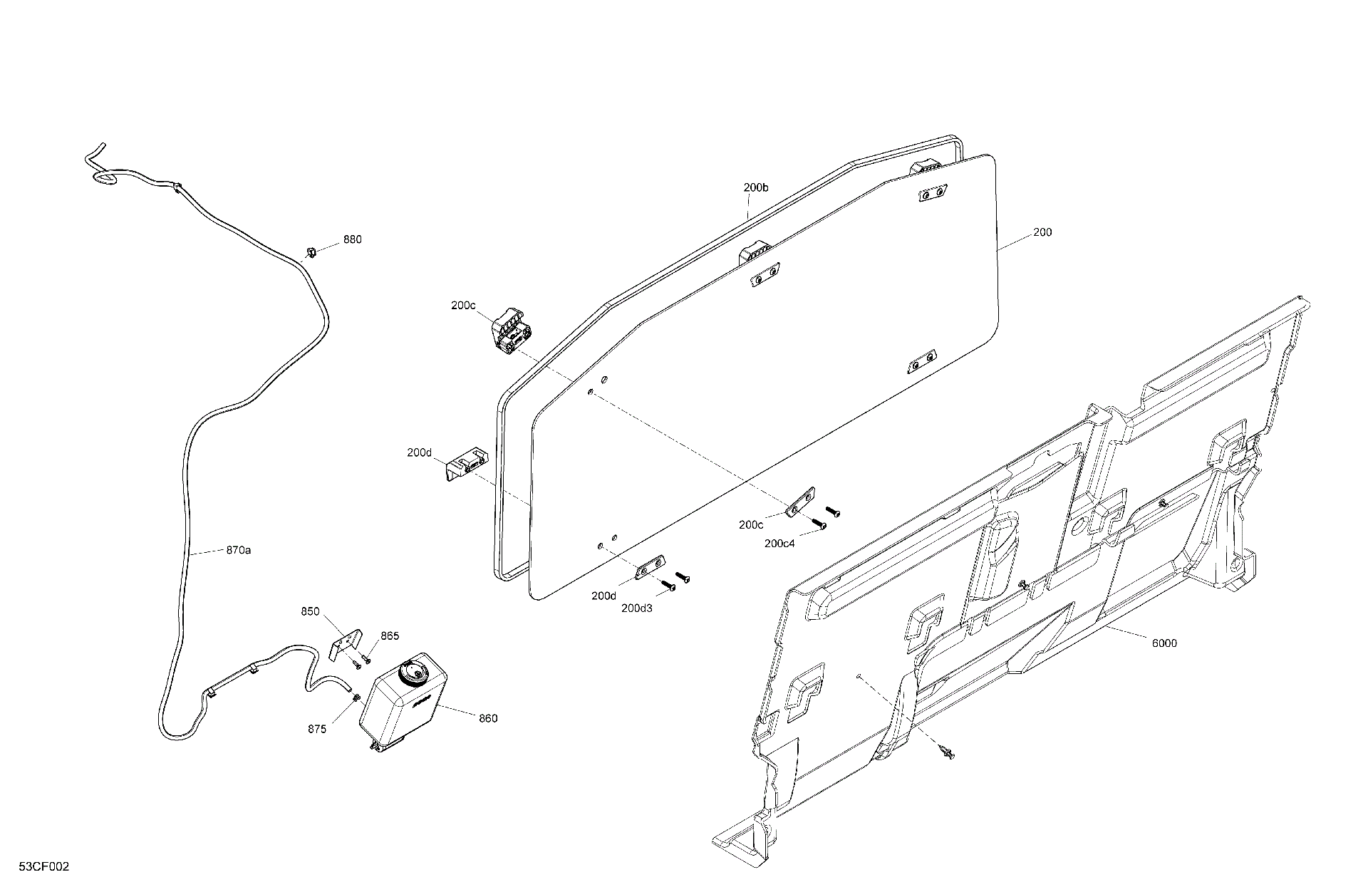 An Image of a Genuine Can-Am Parts Schematic Diagram showing the schematic - ENCLOSURE CAB - BACK WALL