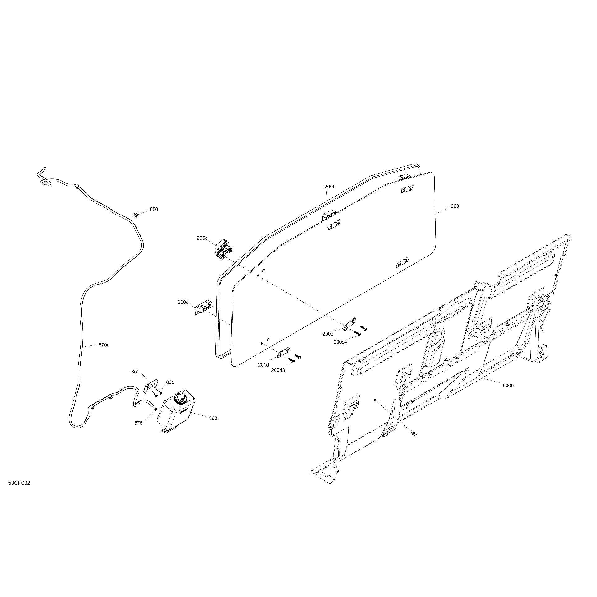 An Image of a Genuine Can-Am Parts Schematic Diagram showing the schematic - ENCLOSURE CAB - BACK WALL