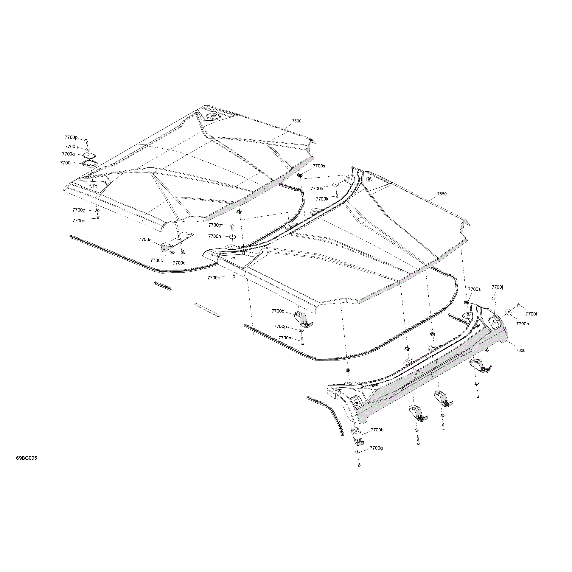 An Image of a Genuine Can-Am Parts Schematic Diagram showing the schematic - BODY - ROOF