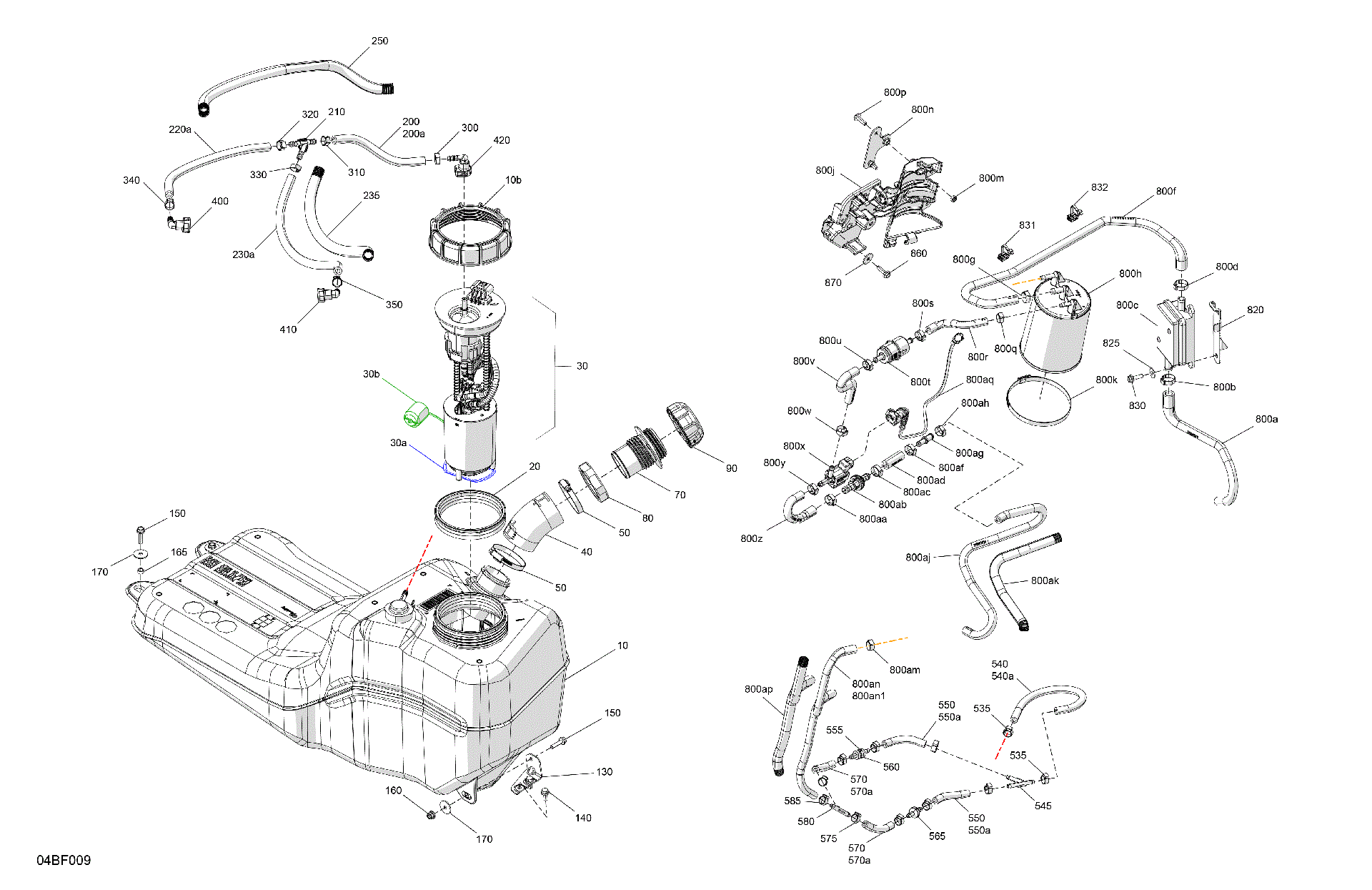 An Image of a Genuine Can-Am Parts Schematic Diagram showing the schematic - ENGINE - FUEL