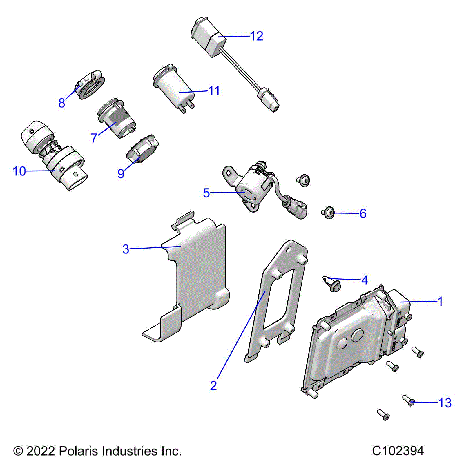 An Image of a Genuine Polaris Parts Schematic Diagram showing the schematic - ELECTRICAL: SWITCHES SENSORS and ECM - 2022 POLARIS SPORTSMAN 570 SP TRAIL