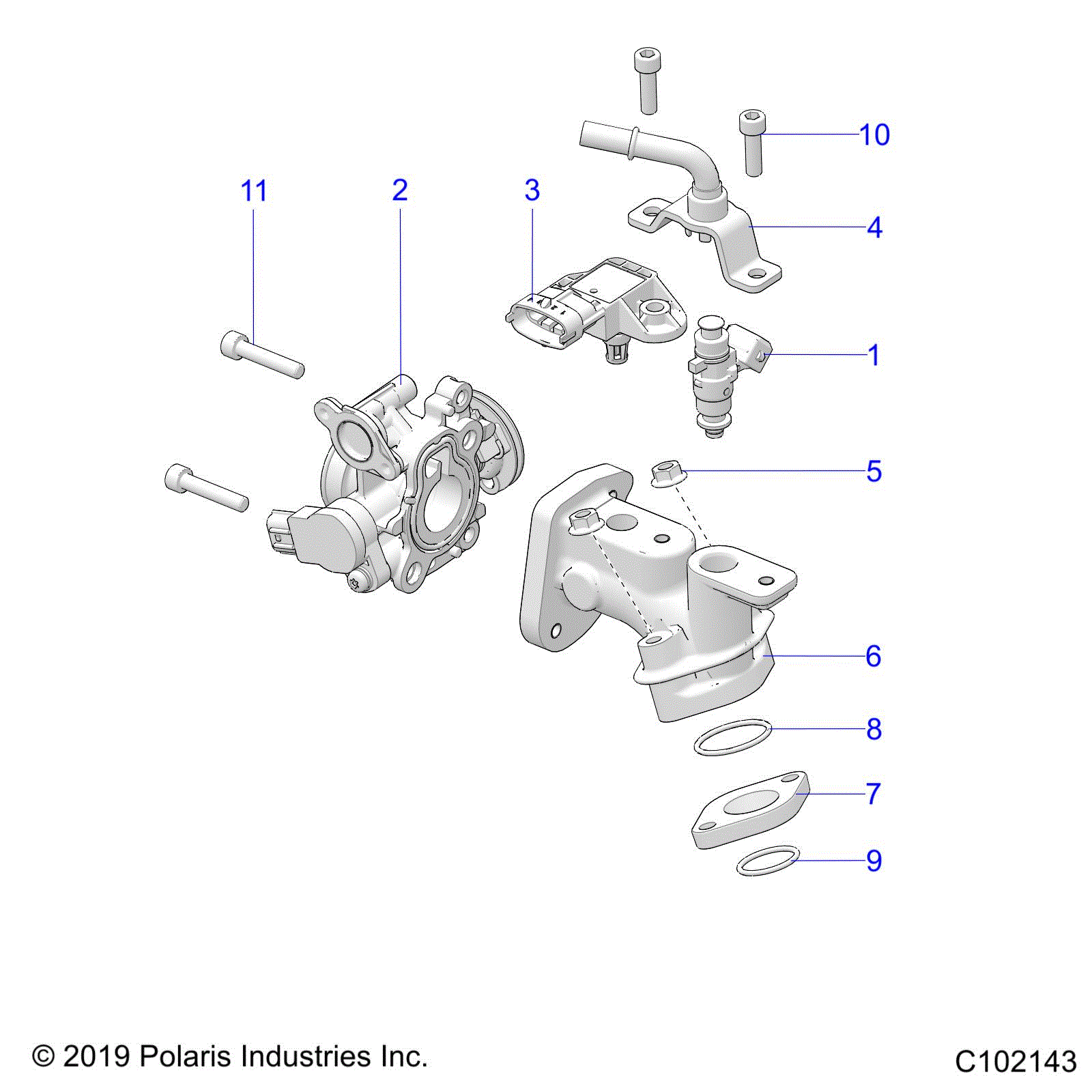 An Image of a Genuine Polaris Parts Schematic Diagram showing the schematic - ENGINE: FUEL INJECTION - 2023 POLARIS OUTLAW 70 LE
