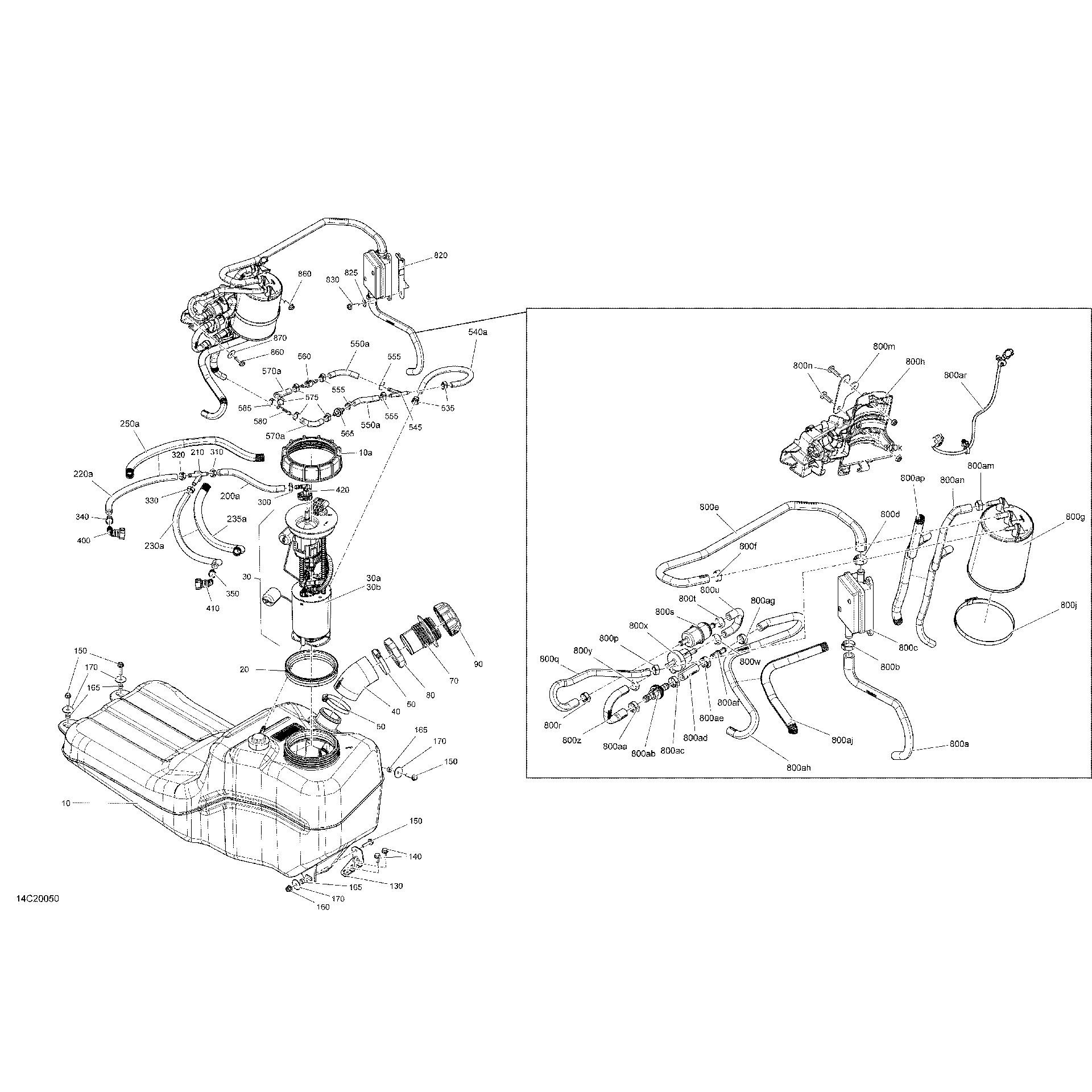 An Image of a Genuine Can-Am Parts Schematic Diagram showing the schematic - FUEL - EVAP