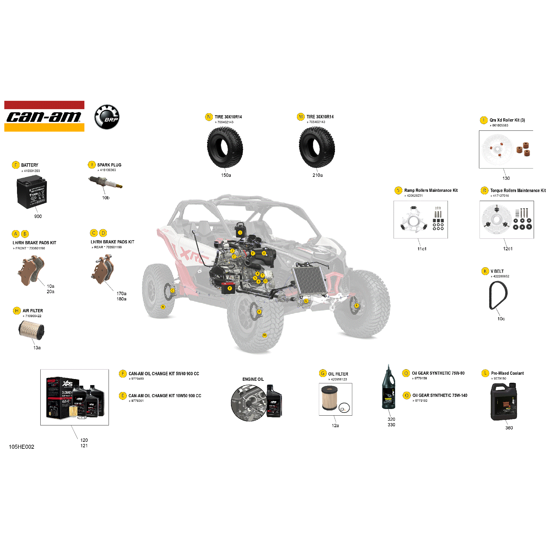 An Image of a Genuine Can-Am Parts Schematic Diagram showing the schematic - SERVICE - MAINTENANCE PARTS & FLUIDS