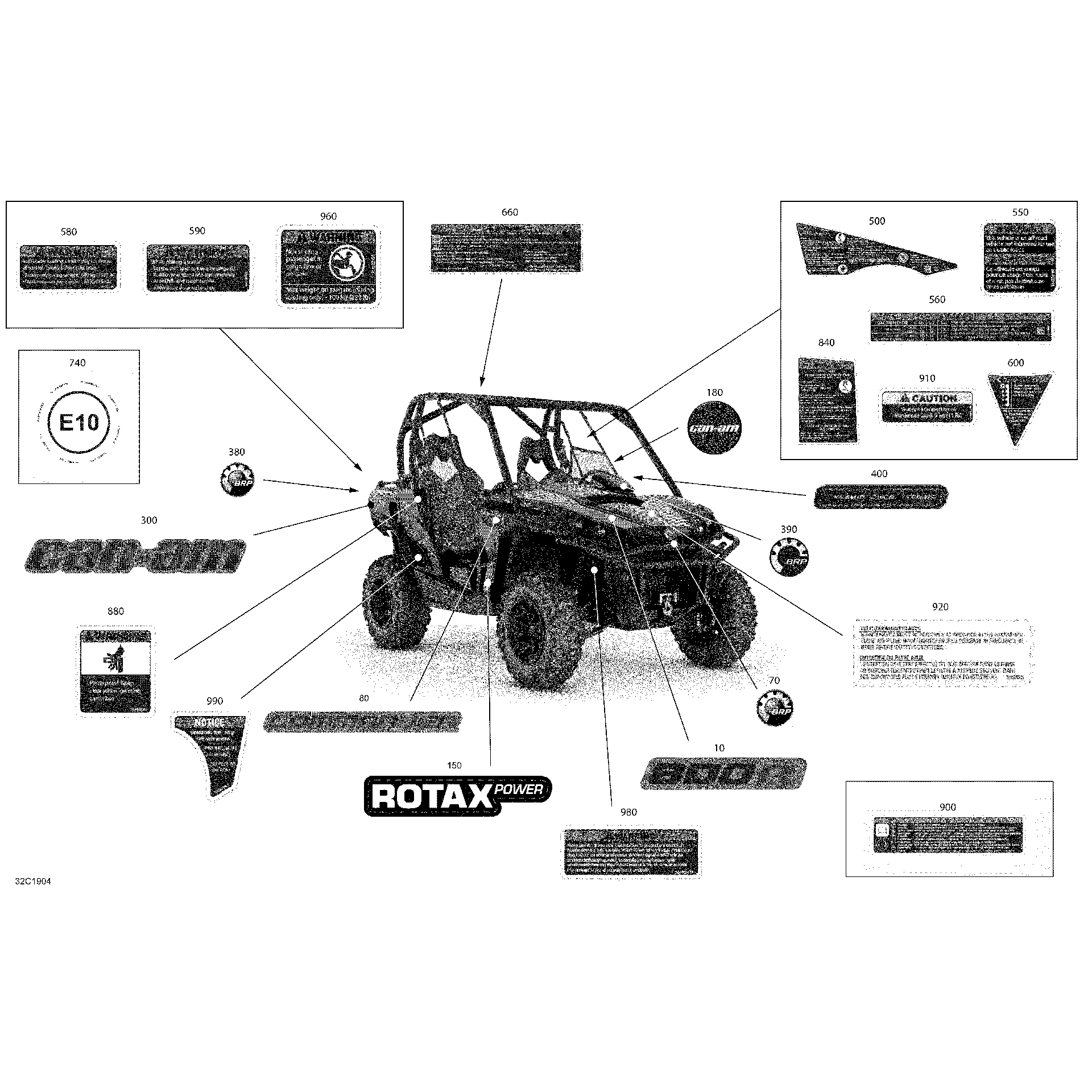 An Image of a Genuine Can-Am Parts Schematic Diagram showing the schematic - DECALS - 800R EFI - STD