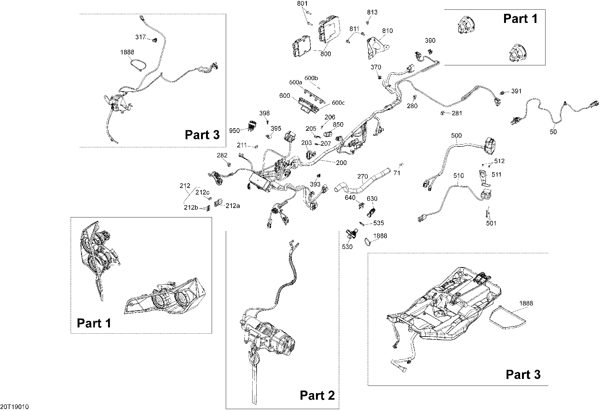 An Image of a Genuine Can-Am Parts Schematic Diagram showing the schematic - ELECTRICAL - 1000R EFI - MAIN
