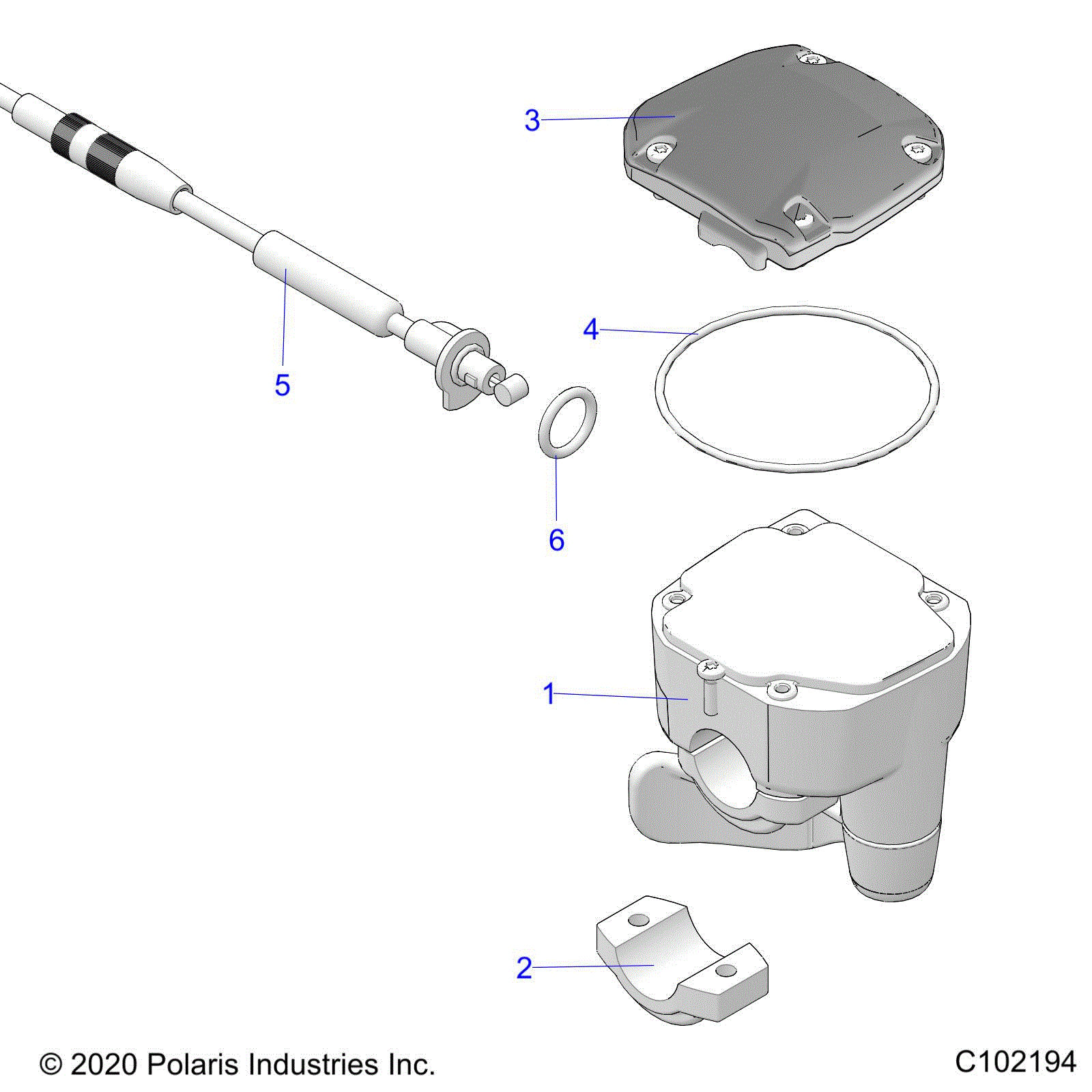 An Image of a Genuine Polaris Parts Schematic Diagram showing the schematic - STEERING: CONTROLS THROTTLE ASM. and CABLE - 2023 POLARIS SPORTSMAN 850 EPS 48"
