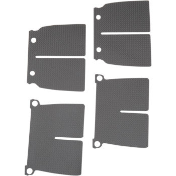 Set of four black Yamaha V Force Delta 2 replacement reed petals with textured surface and mounting holes.
