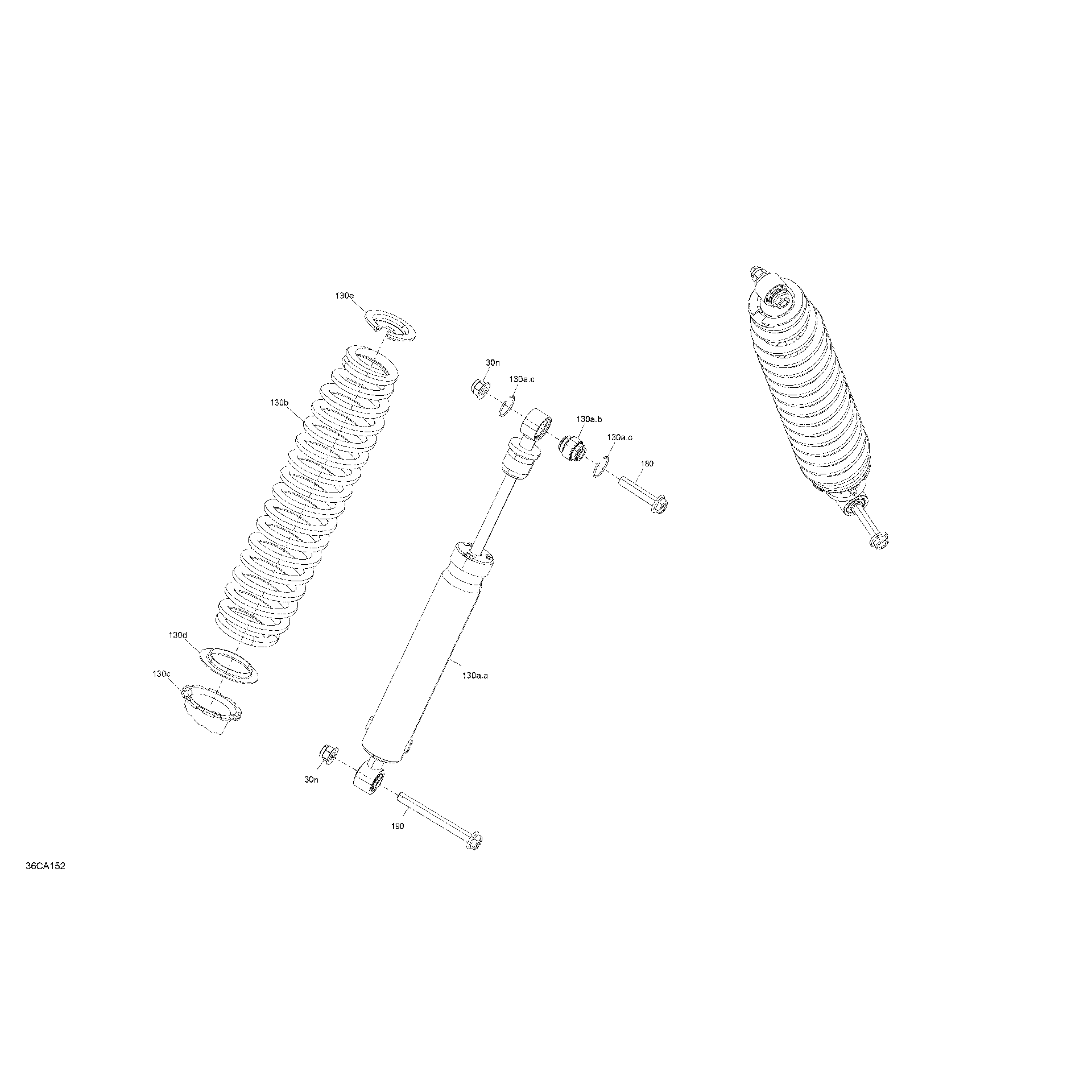 An Image of a Genuine Can-Am Parts Schematic Diagram showing the schematic - SUSPENSION - REAR SHOCKS - XT