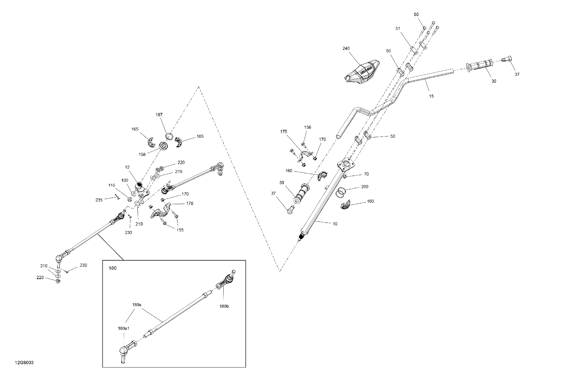 An Image of a Genuine Can-Am Parts Schematic Diagram showing the schematic - MECHANIC - STEERING