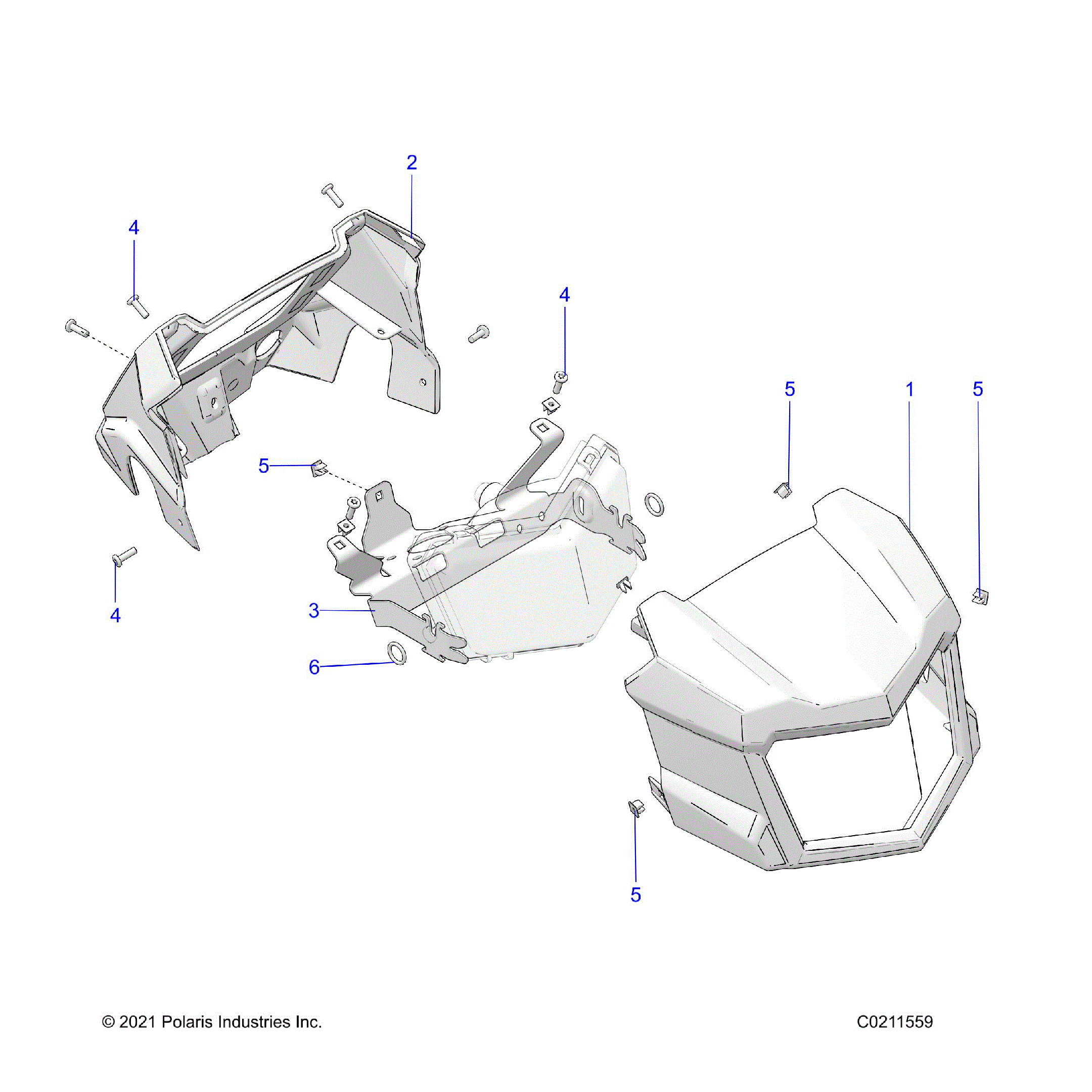 An Image of a Genuine Polaris Parts Schematic Diagram showing the schematic - BODY: HEADLIGHT POD - 2025 POLARIS SPORTSMAN XP 1000 55"